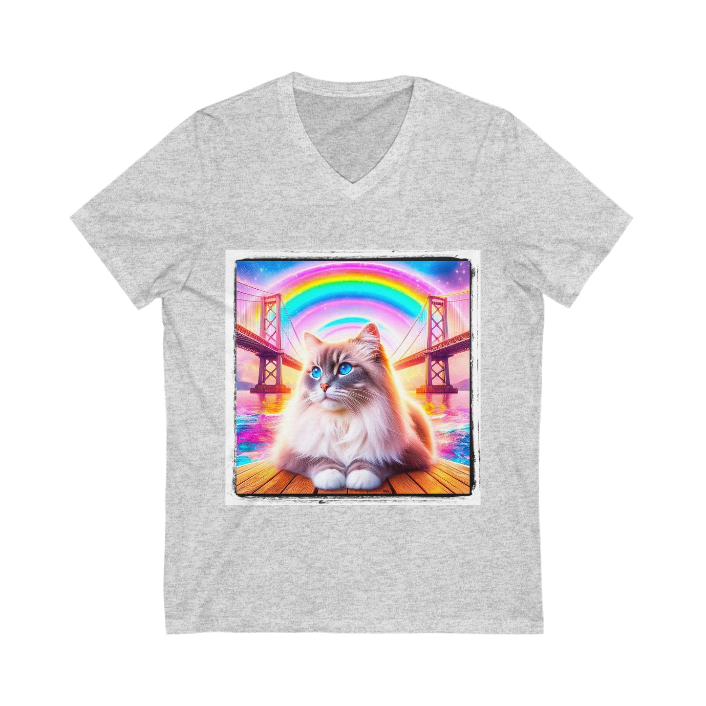 Ragdoll Cat Unisex Jersey Short Sleeve V-Neck Tee