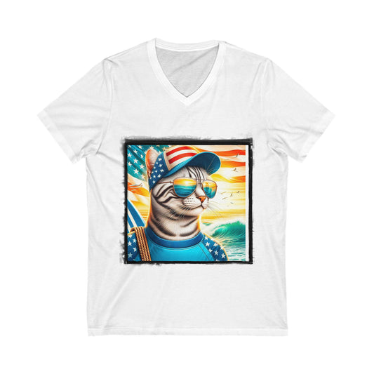 American Shorthair America Jersey Short Sleeve V-Neck Tee