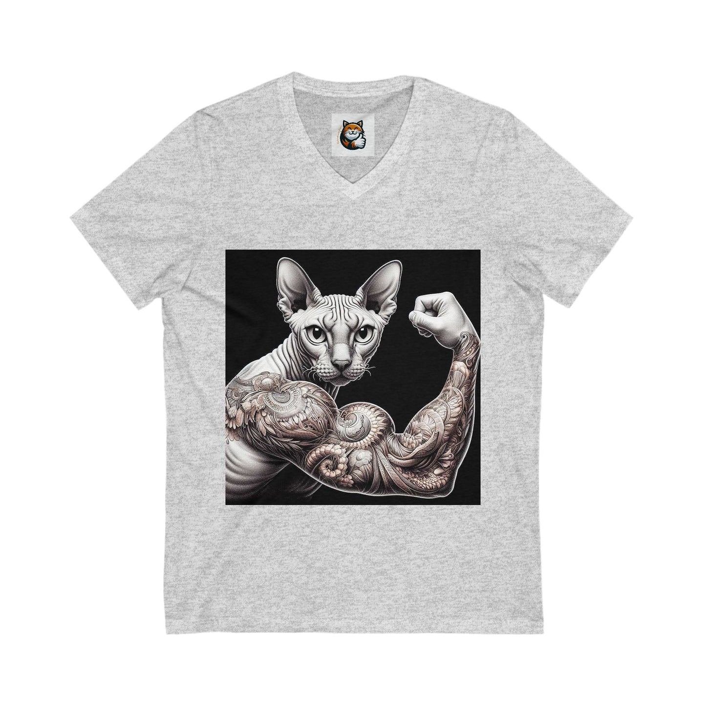 Cornish Rex Cat Unisex Jersey Short Sleeve V-Neck Tee