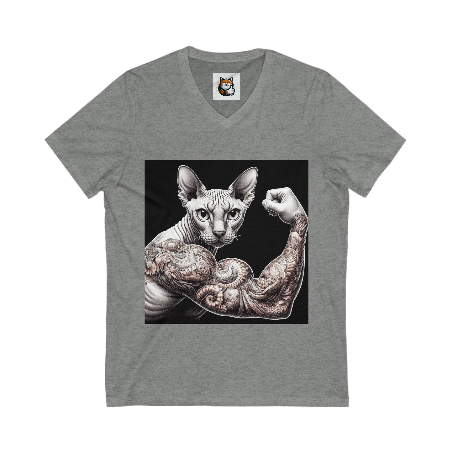 Cornish Rex Cat Unisex Jersey Short Sleeve V-Neck Tee