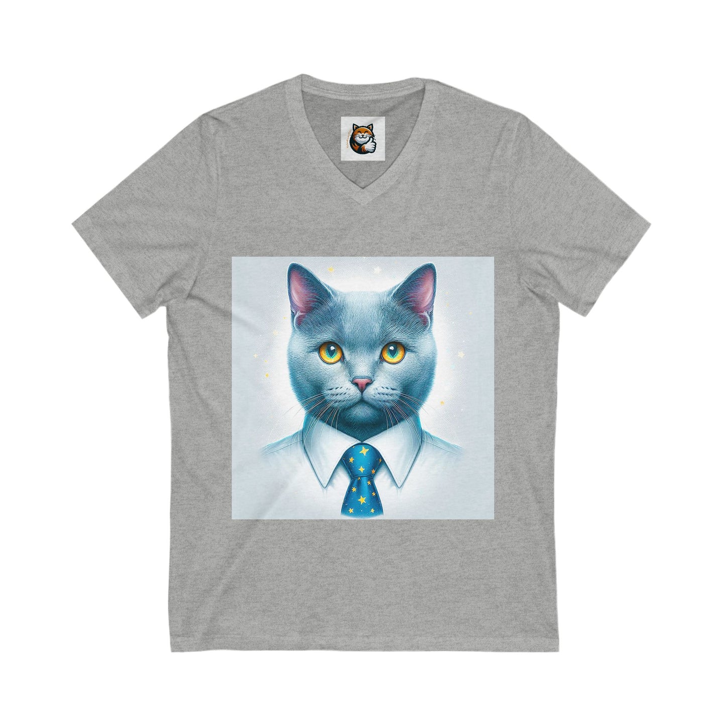 Russian Blue Cat Unisex Jersey Short Sleeve V-Neck Tee