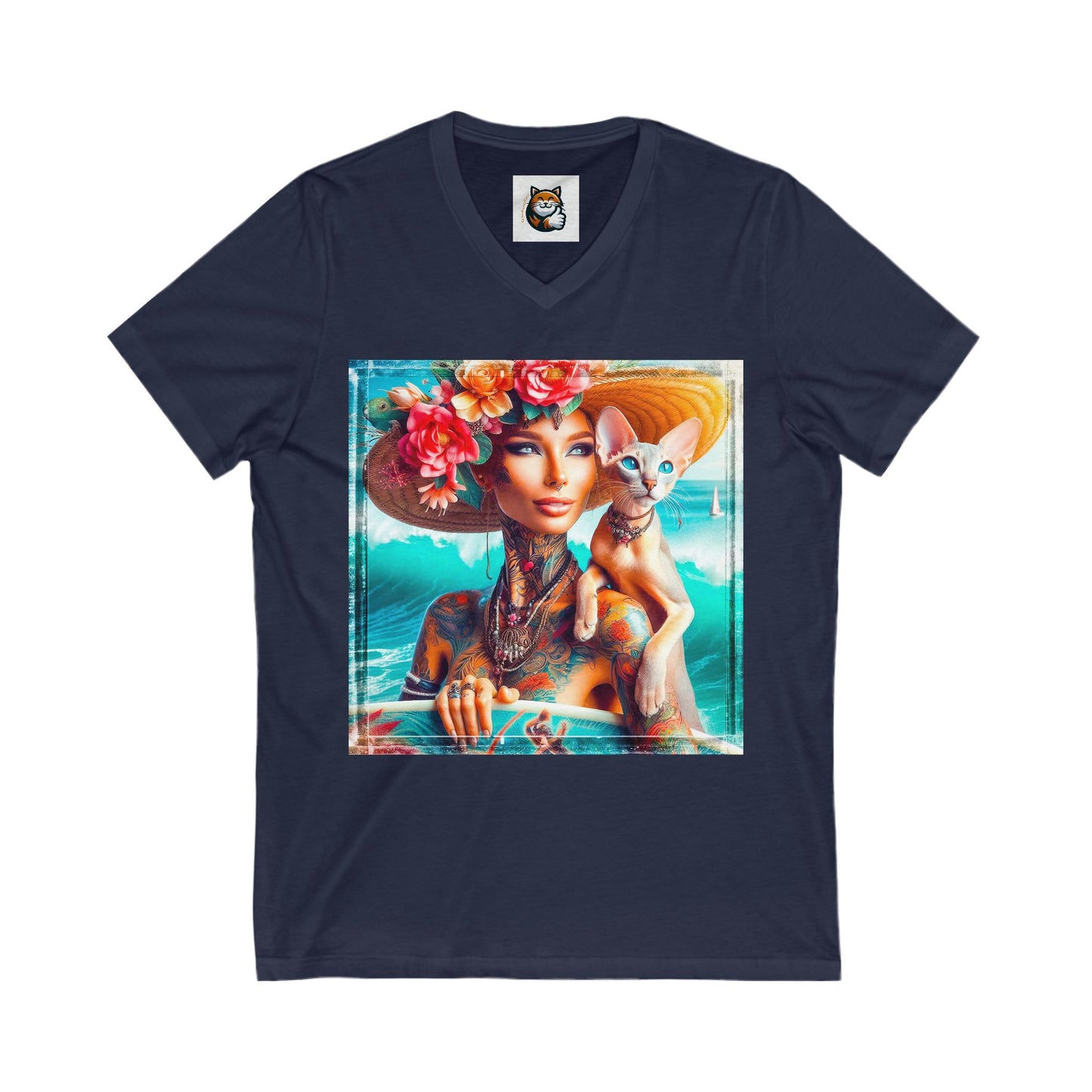 Oriental Shorthair Unisex Jersey Short Sleeve V-Neck Tee