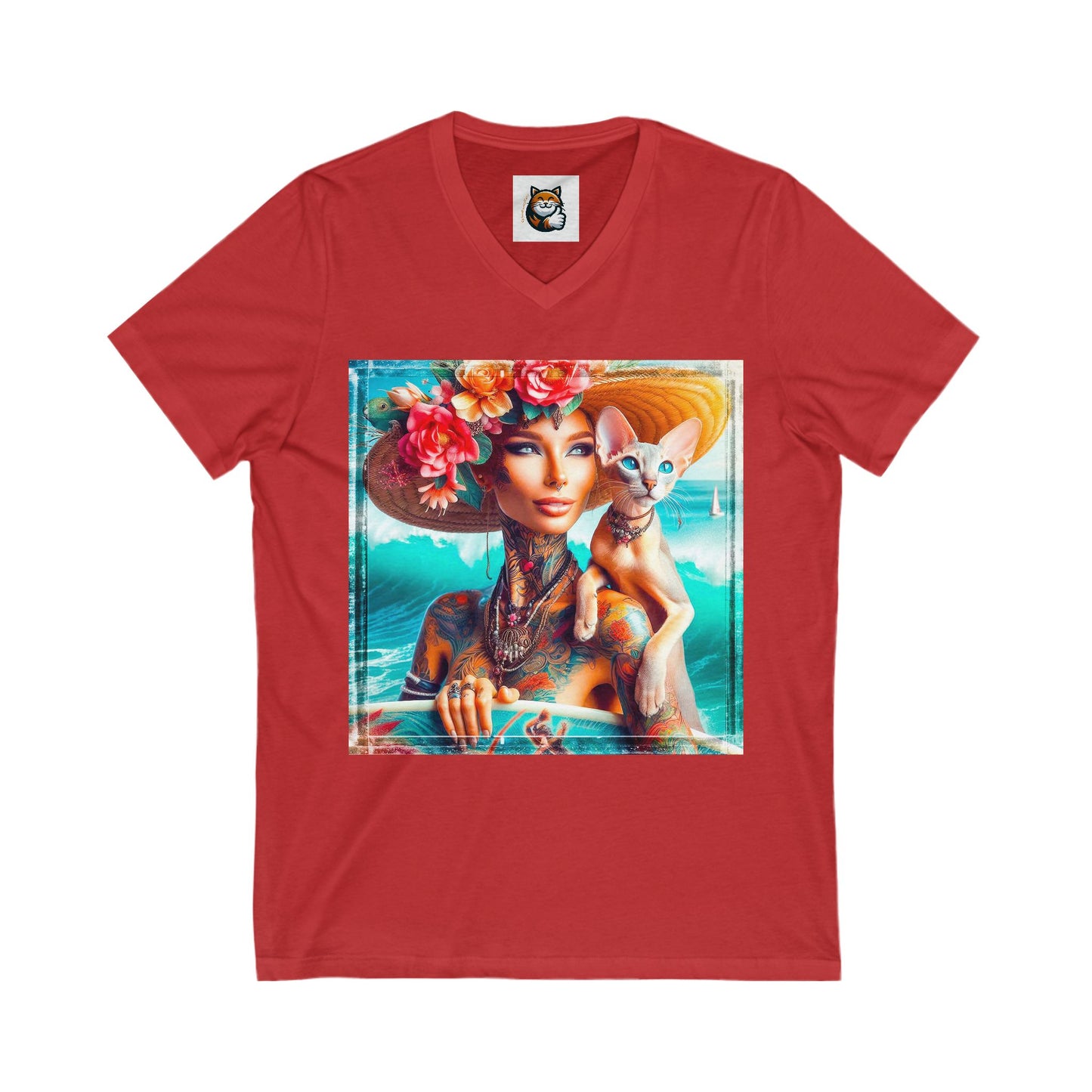 Oriental Shorthair Unisex Jersey Short Sleeve V-Neck Tee