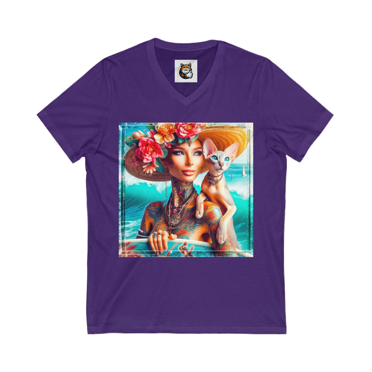 Oriental Shorthair Unisex Jersey Short Sleeve V-Neck Tee