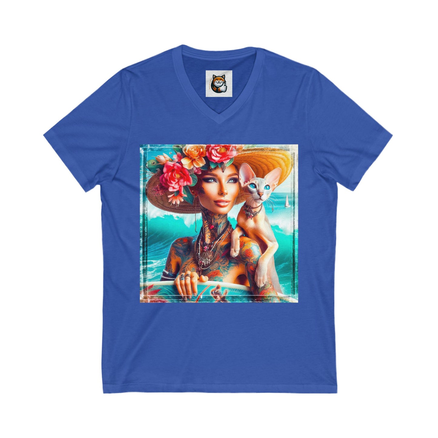 Oriental Shorthair Unisex Jersey Short Sleeve V-Neck Tee