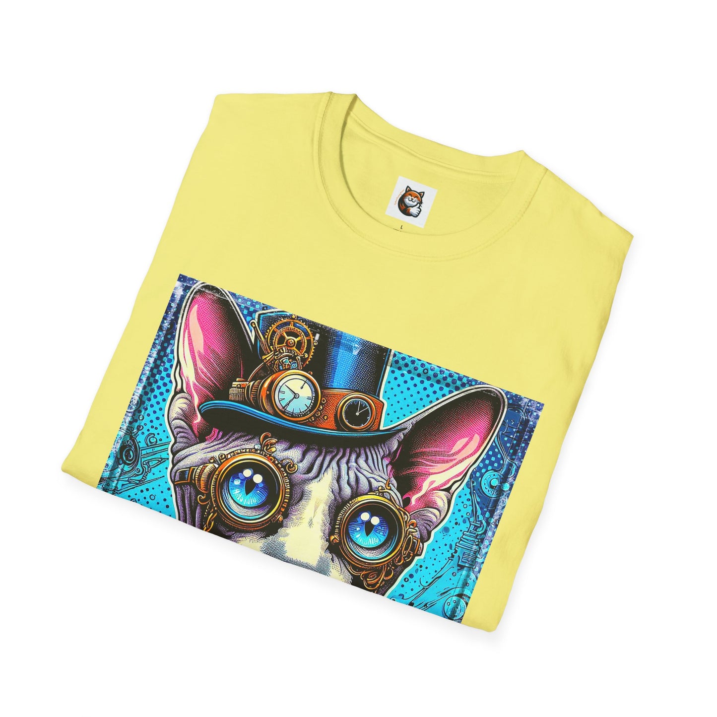 Devon Rex steam punk  Unisex Softstyle T-Shirt