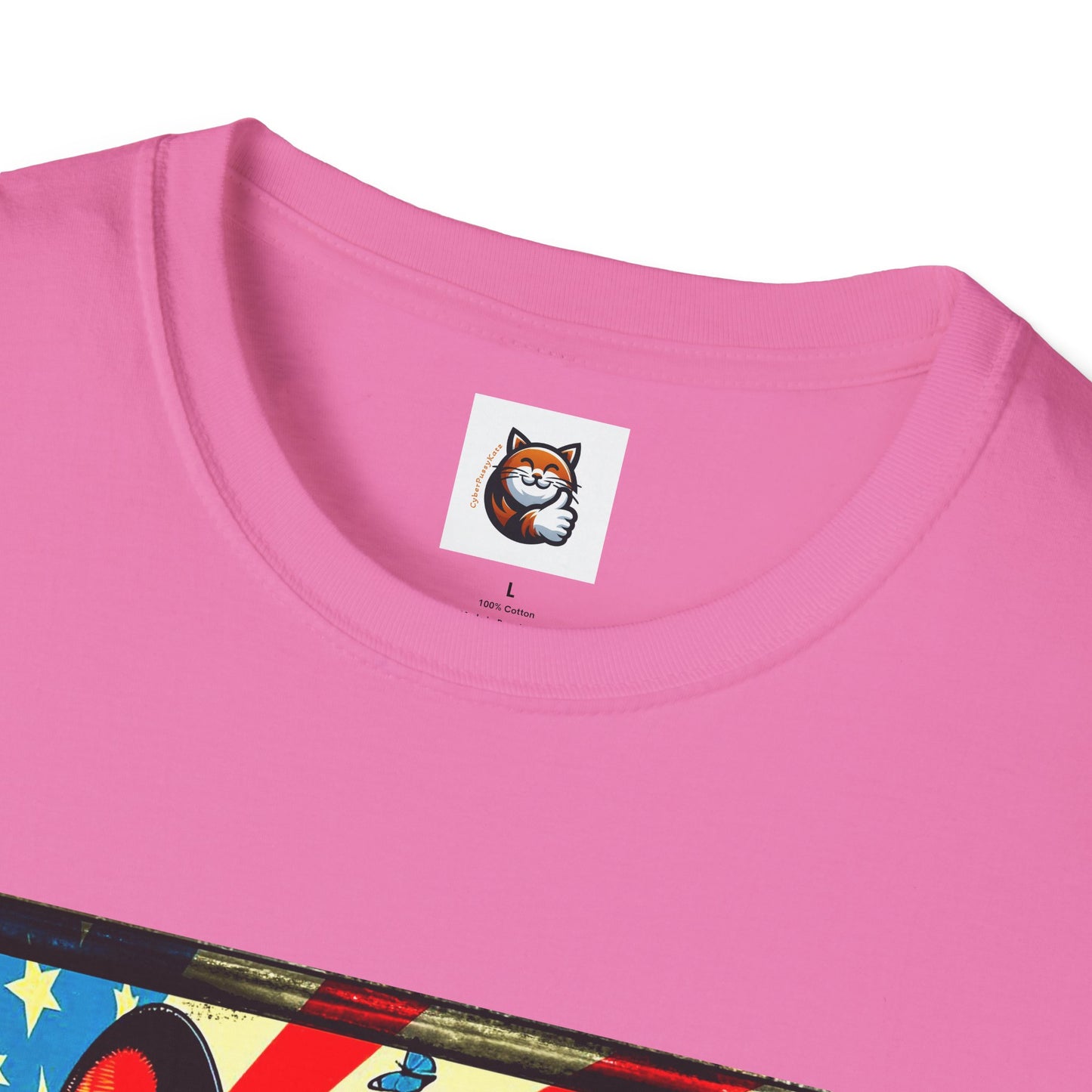 Devon Rex Cat American flag  Softstyle T-Shirt