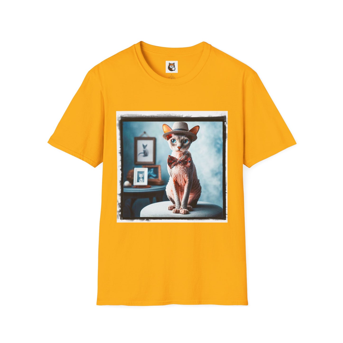 Cornish Rex Cat hat and bow tie Softstyle T-Shirt