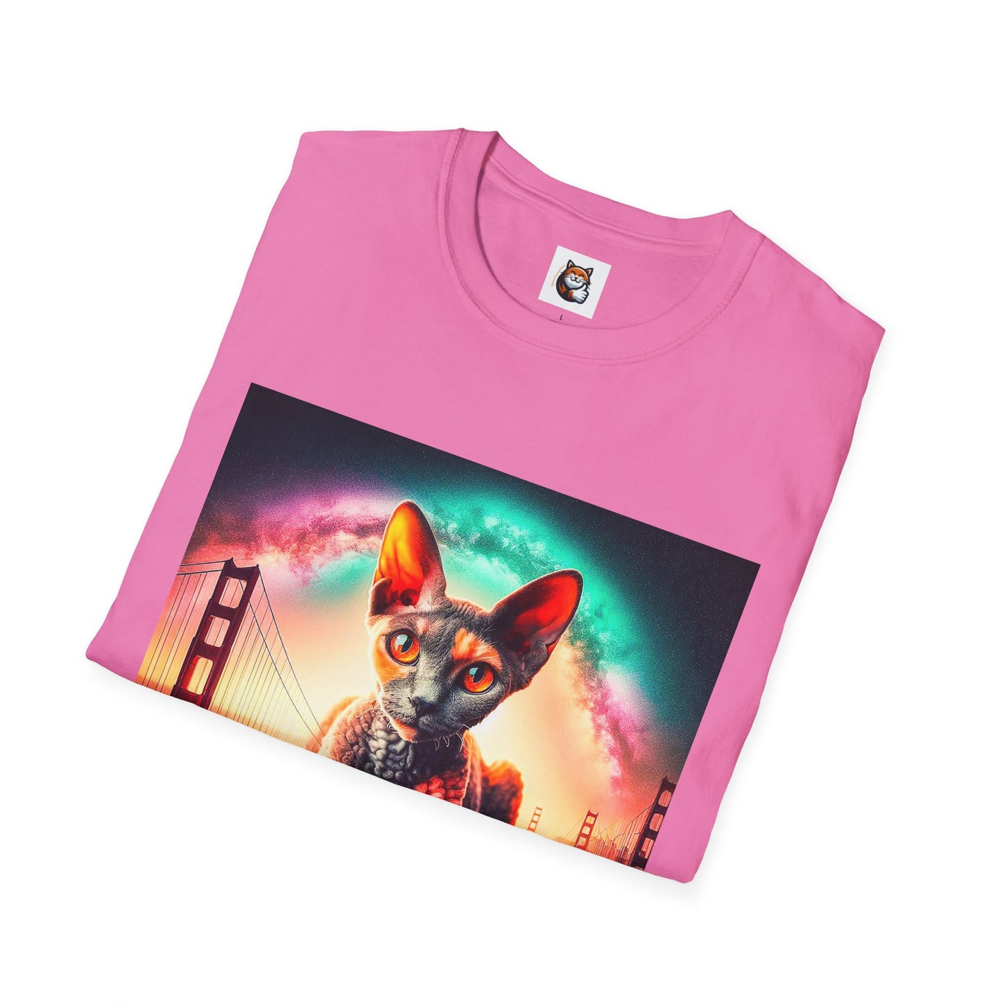 Devon Rex rainbow  Unisex Softstyle T-Shirt