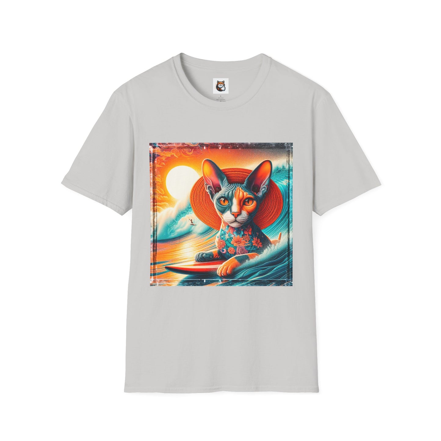 Devon Rex Cat hawaiian surfer Softstyle T-Shirt