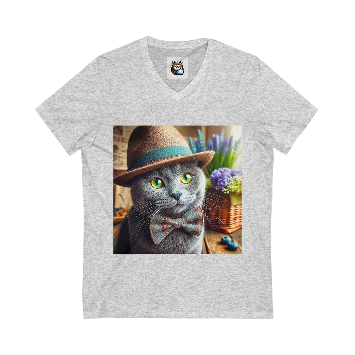 Russian Blue Cat bow tie cutie tees