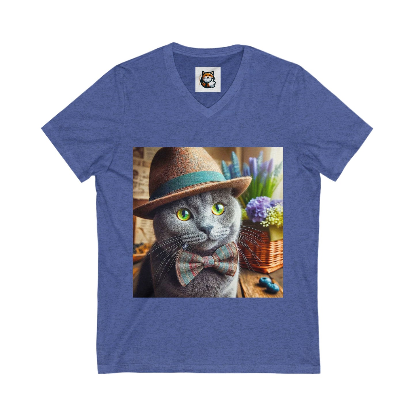 Russian Blue Cat bow tie cutie tees