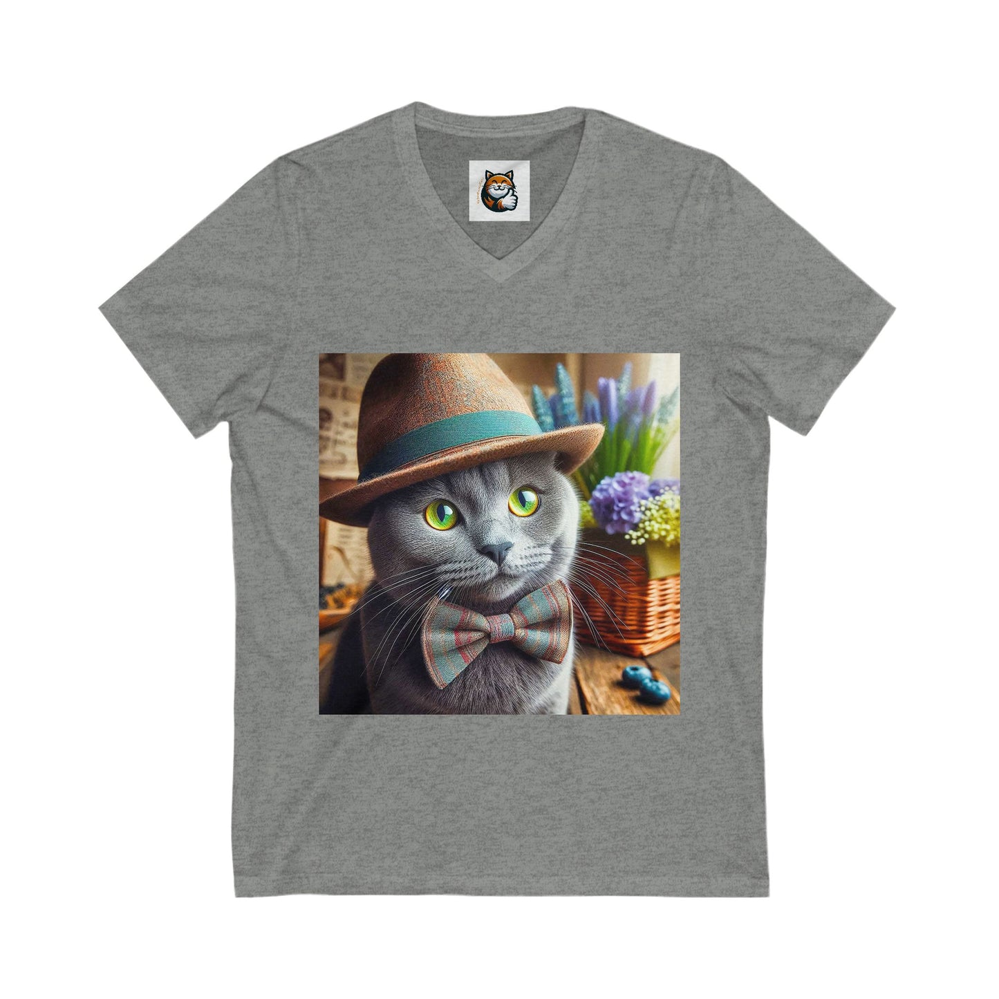 Russian Blue Cat bow tie cutie tees