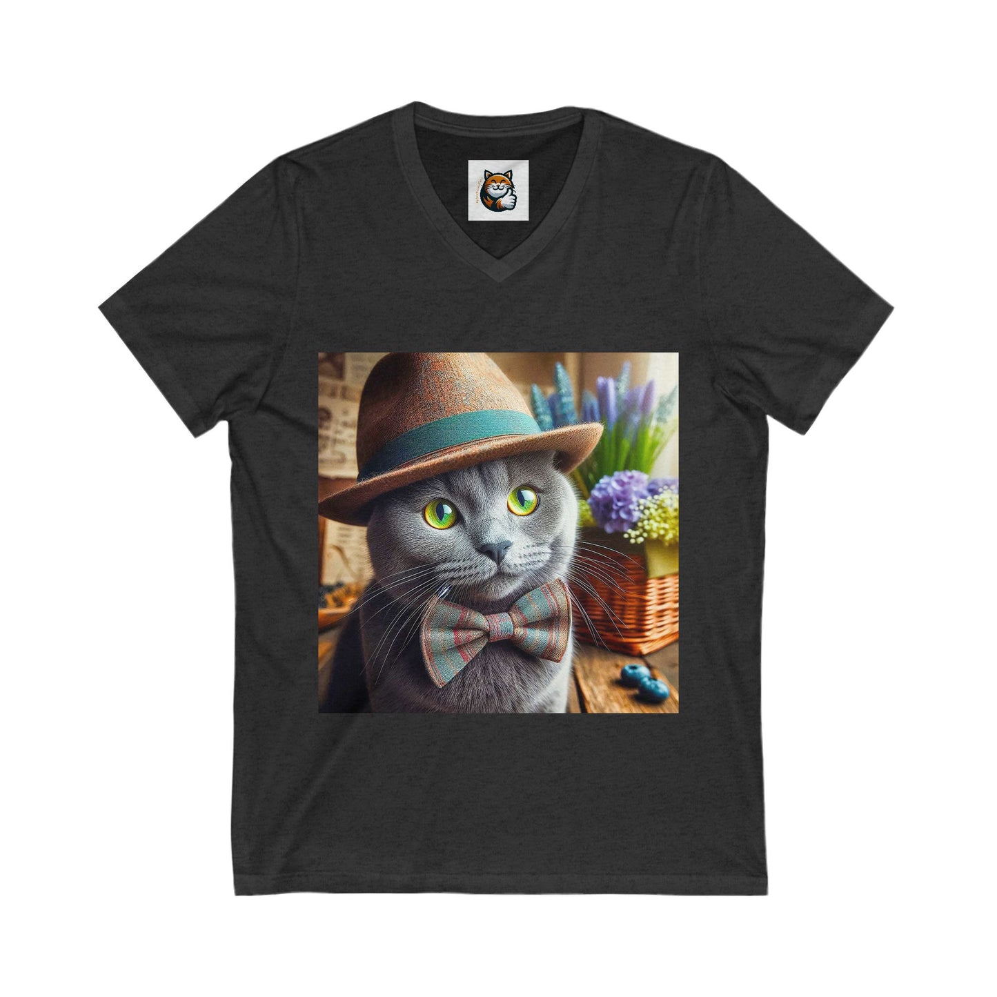 Russian Blue Cat bow tie cutie tees