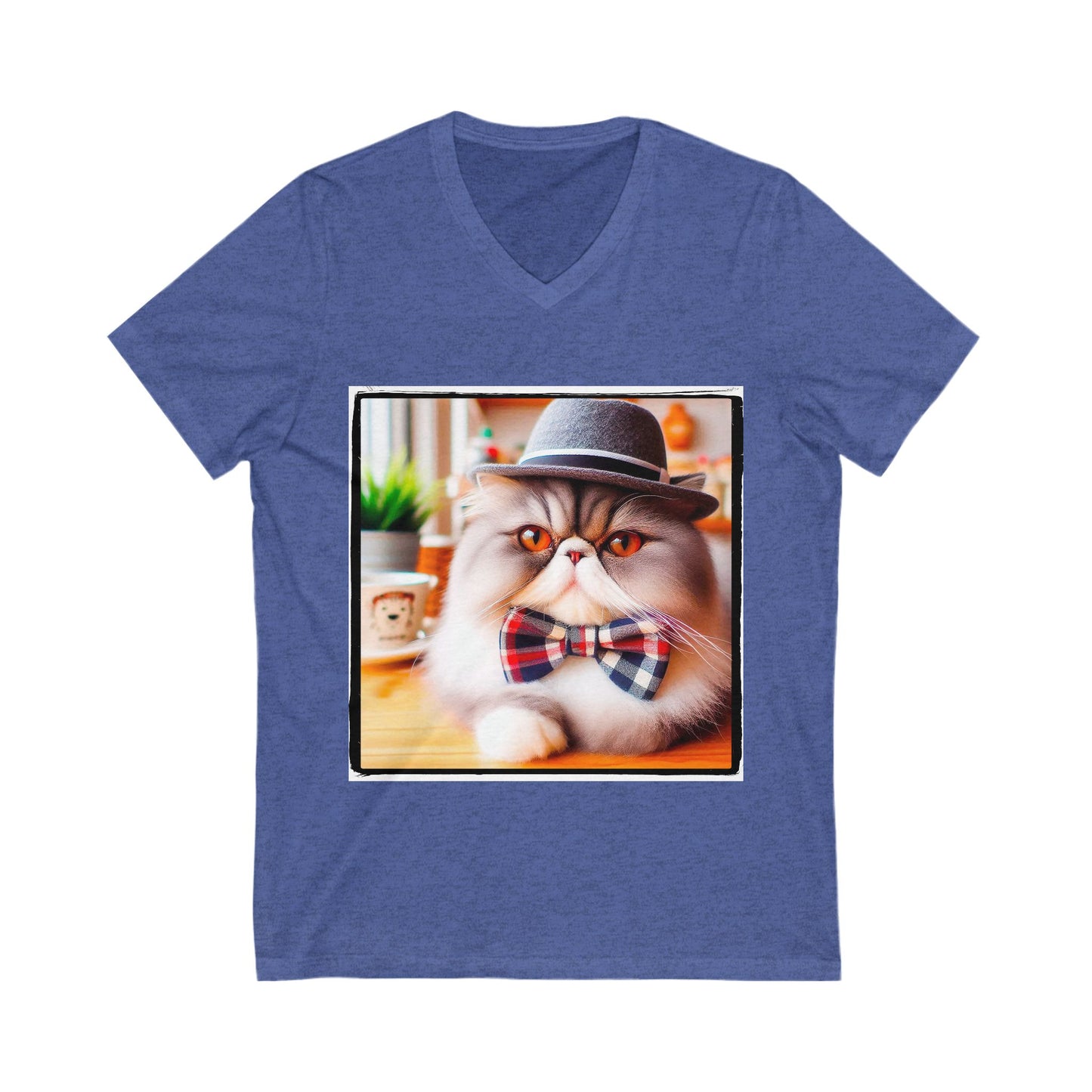 Persian Cat Unisex Jersey Short Sleeve V-Neck Tee