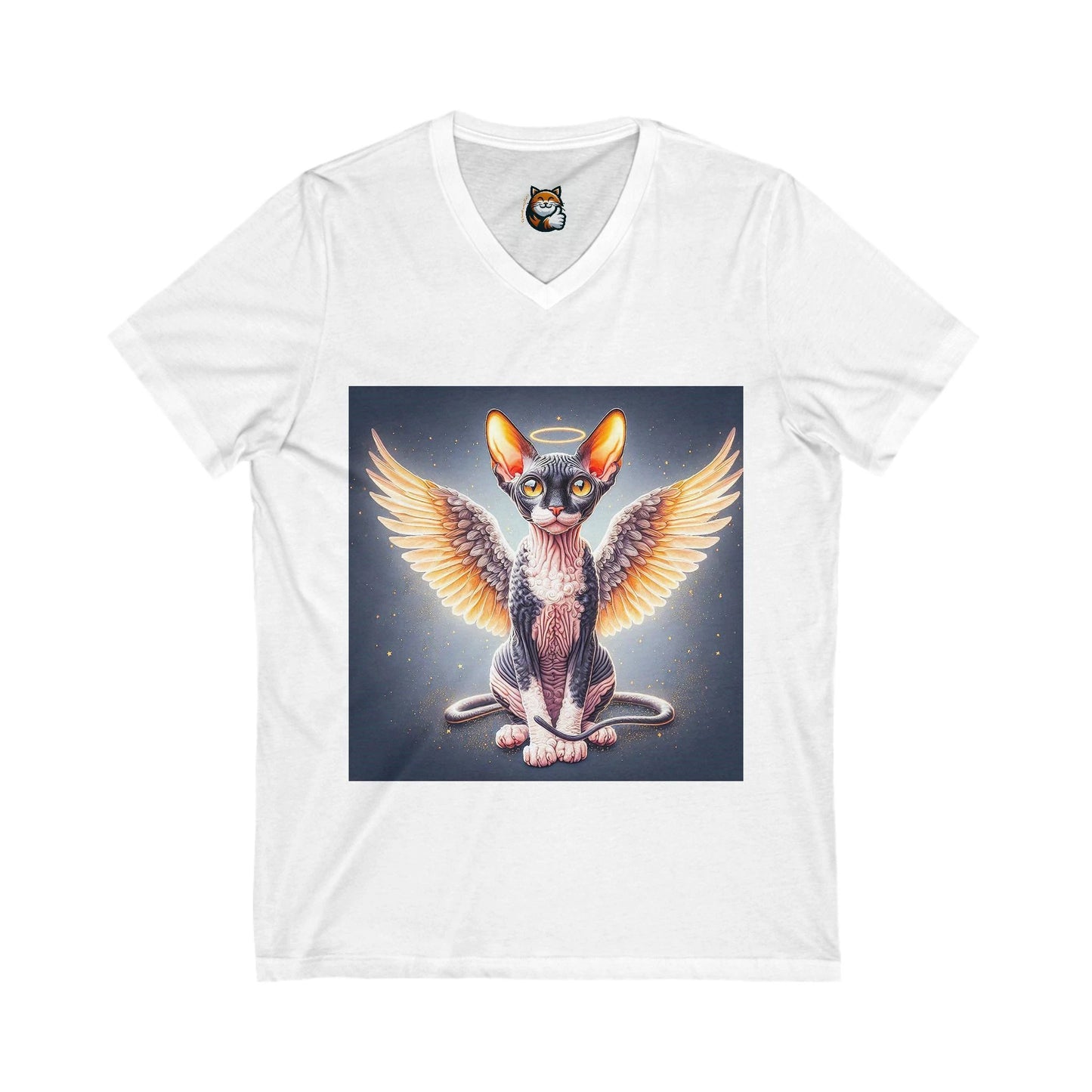 Cornish Rex Cat Unisex Jersey Short Sleeve V-Neck Tee by Printify