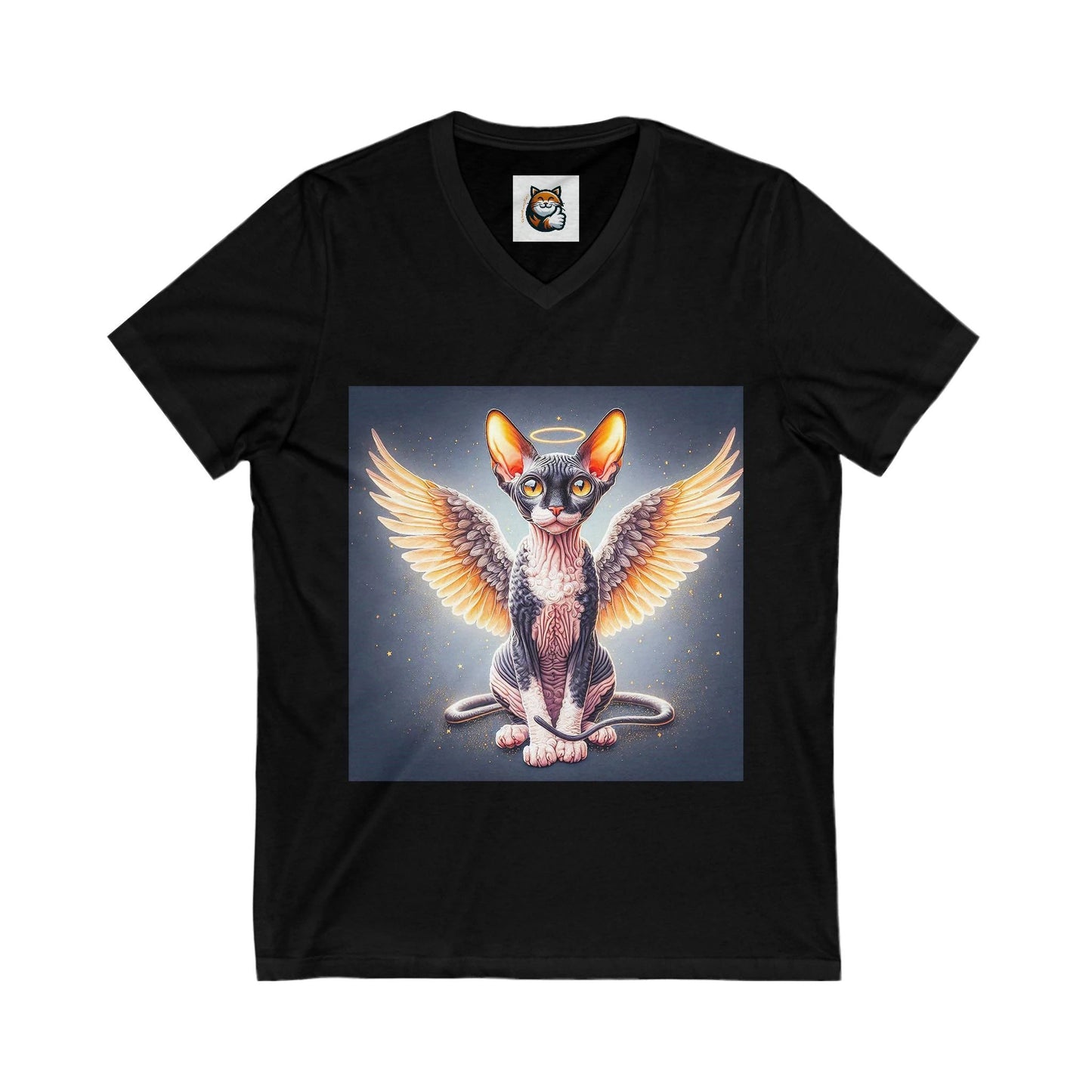Cornish Rex Cat Unisex Jersey Short Sleeve V-Neck Tee by Printify