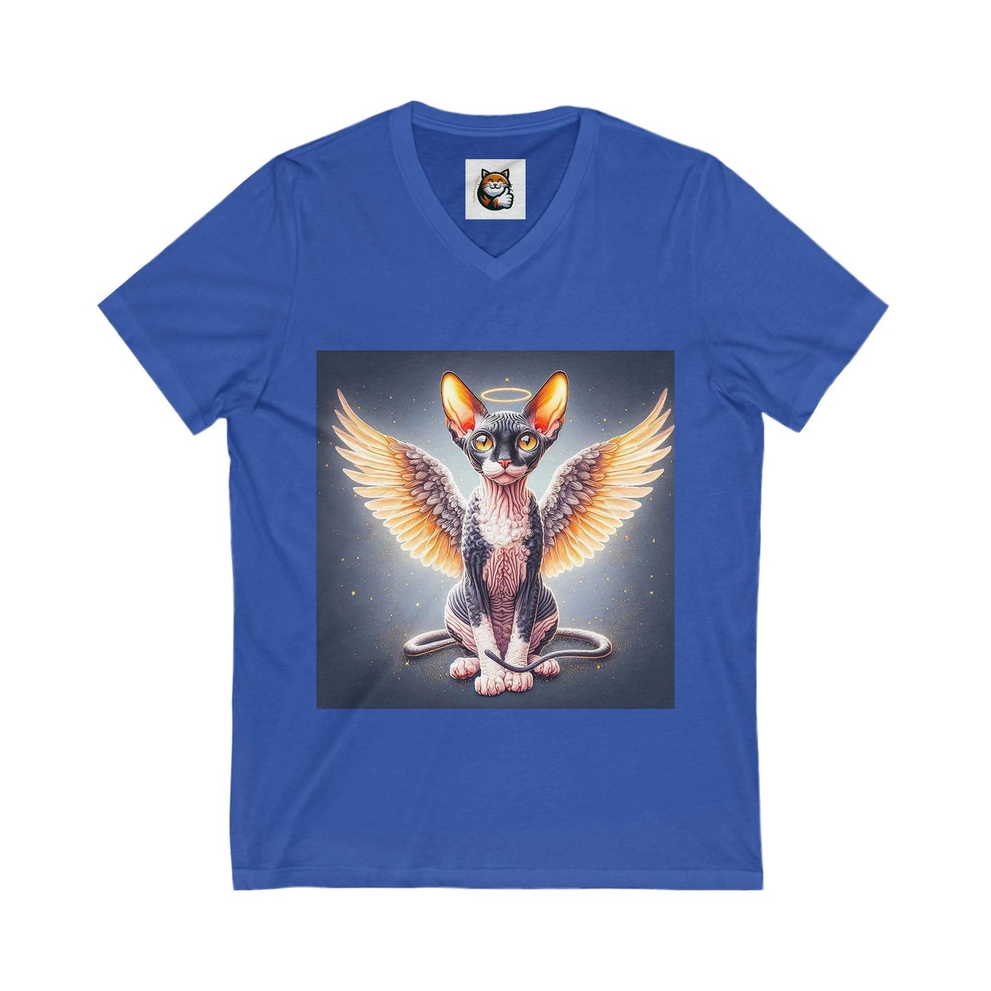 Cornish Rex Cat Unisex Jersey Short Sleeve V-Neck Tee by Printify
