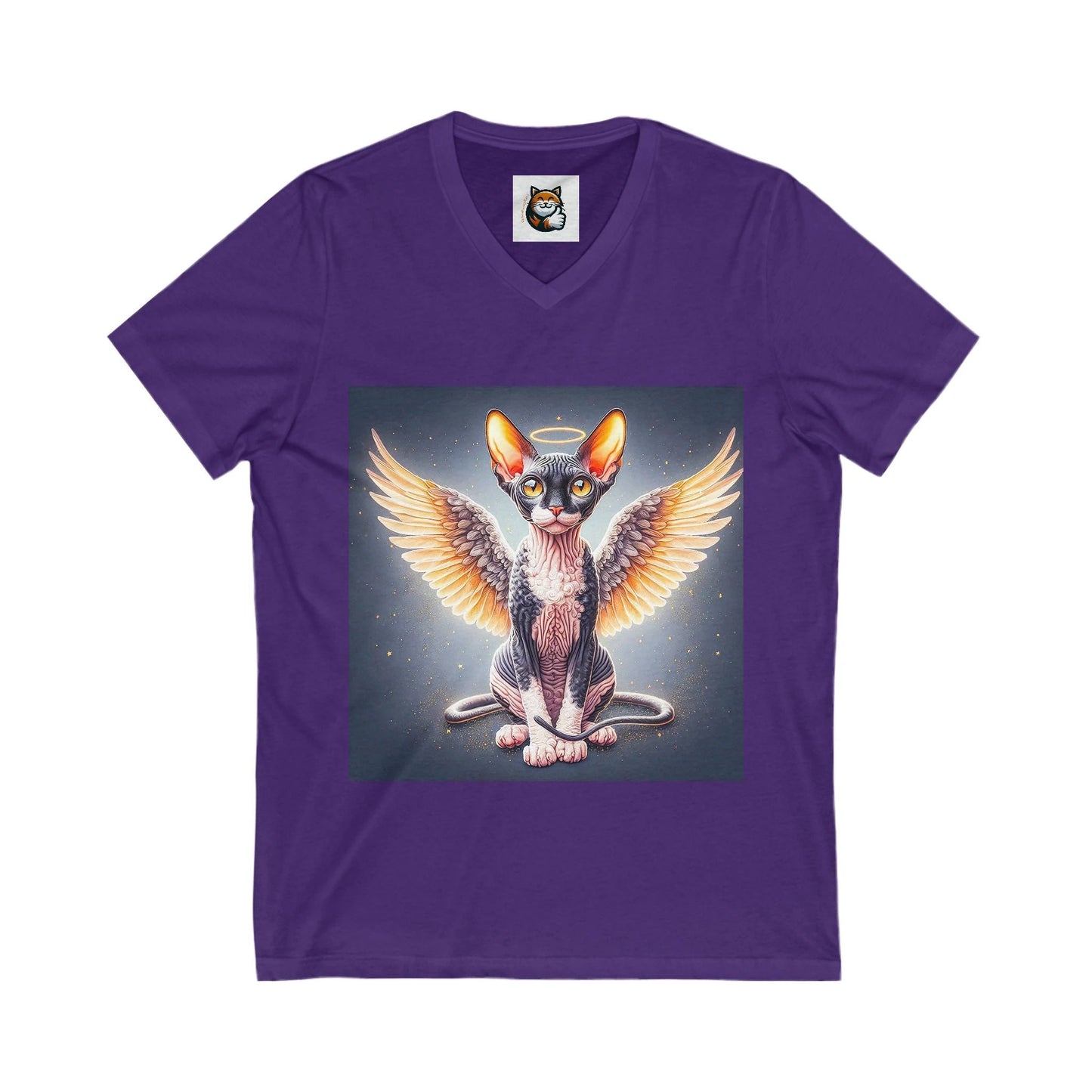 Cornish Rex Cat Unisex Jersey Short Sleeve V-Neck Tee by Printify
