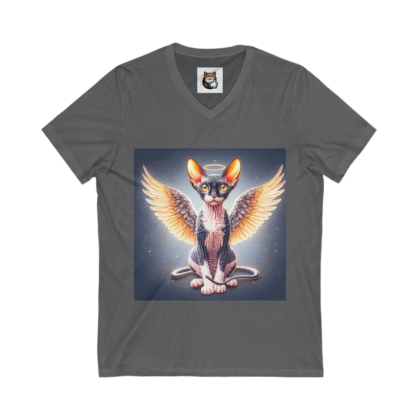 Cornish Rex Cat Unisex Jersey Short Sleeve V-Neck Tee by Printify