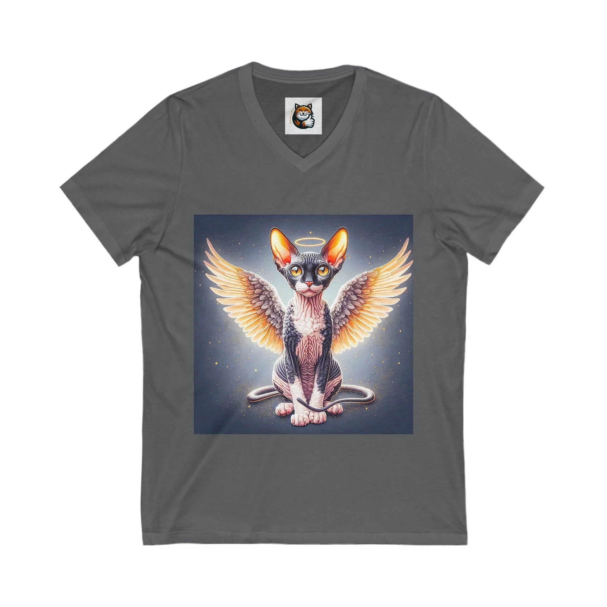 Cornish Rex Cat Unisex Jersey Short Sleeve V-Neck Tee by Printify
