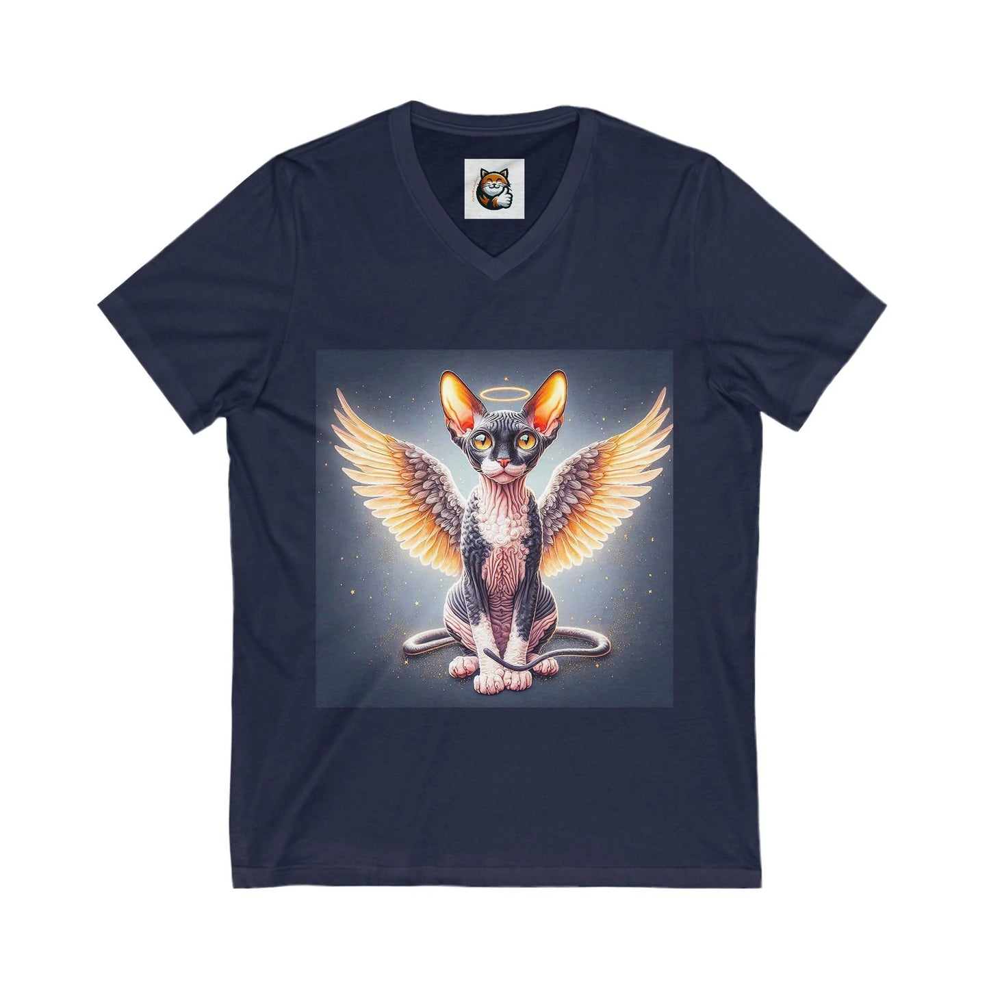 Cornish Rex Cat Unisex Jersey Short Sleeve V-Neck Tee by Printify