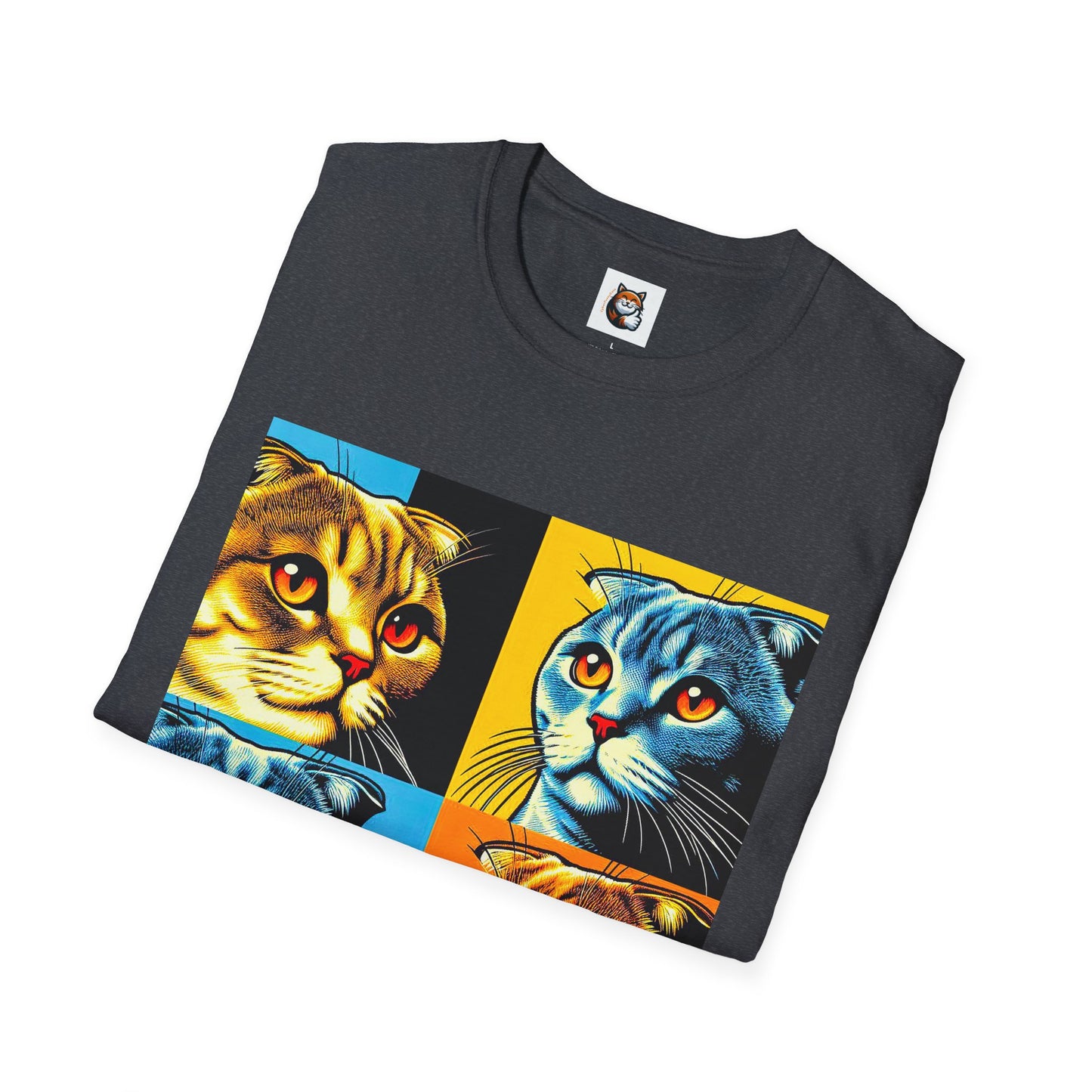 Scottish Fold Cat colorful squares  T-Shirt