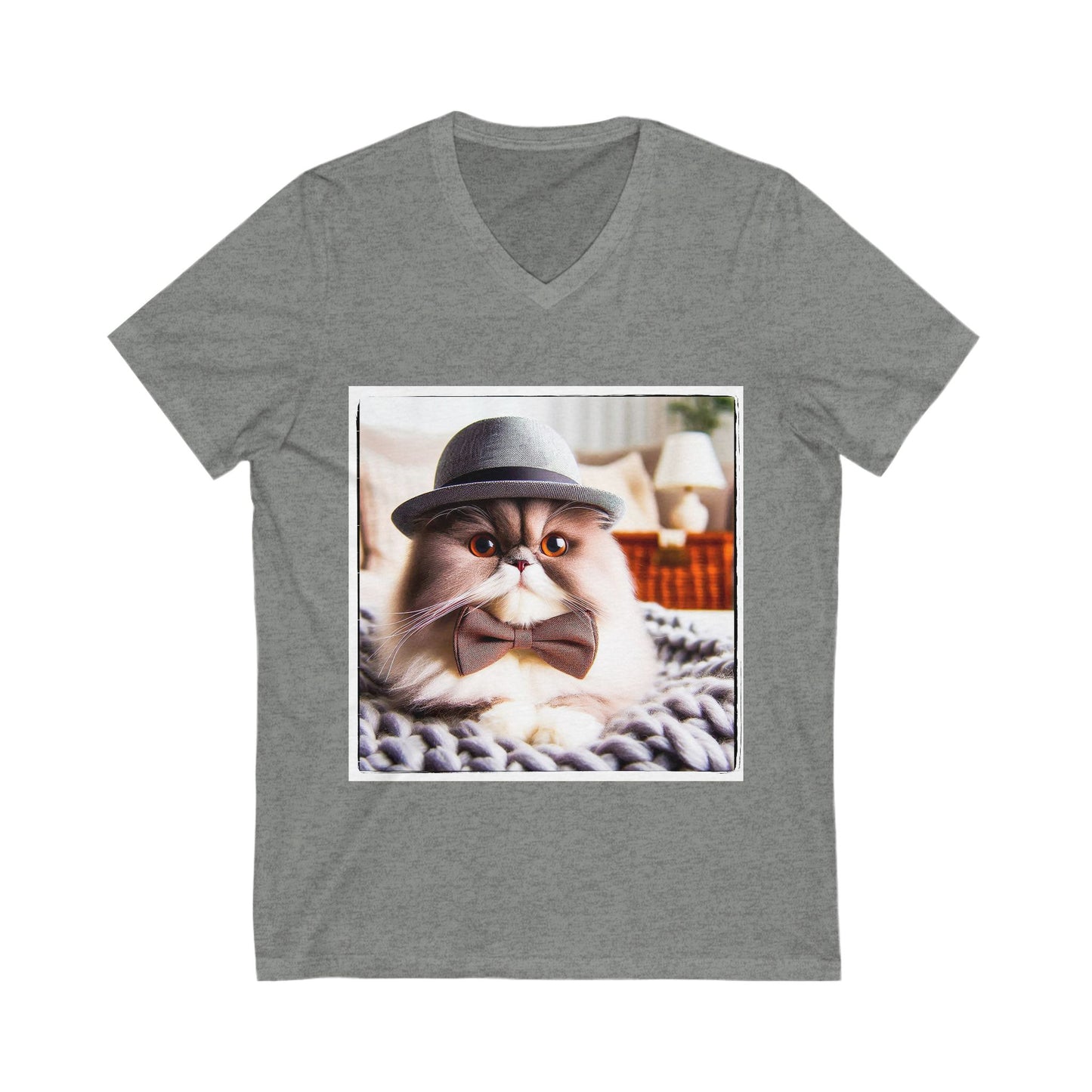 Persian Cat Unisex Jersey Short Sleeve V-Neck Tee