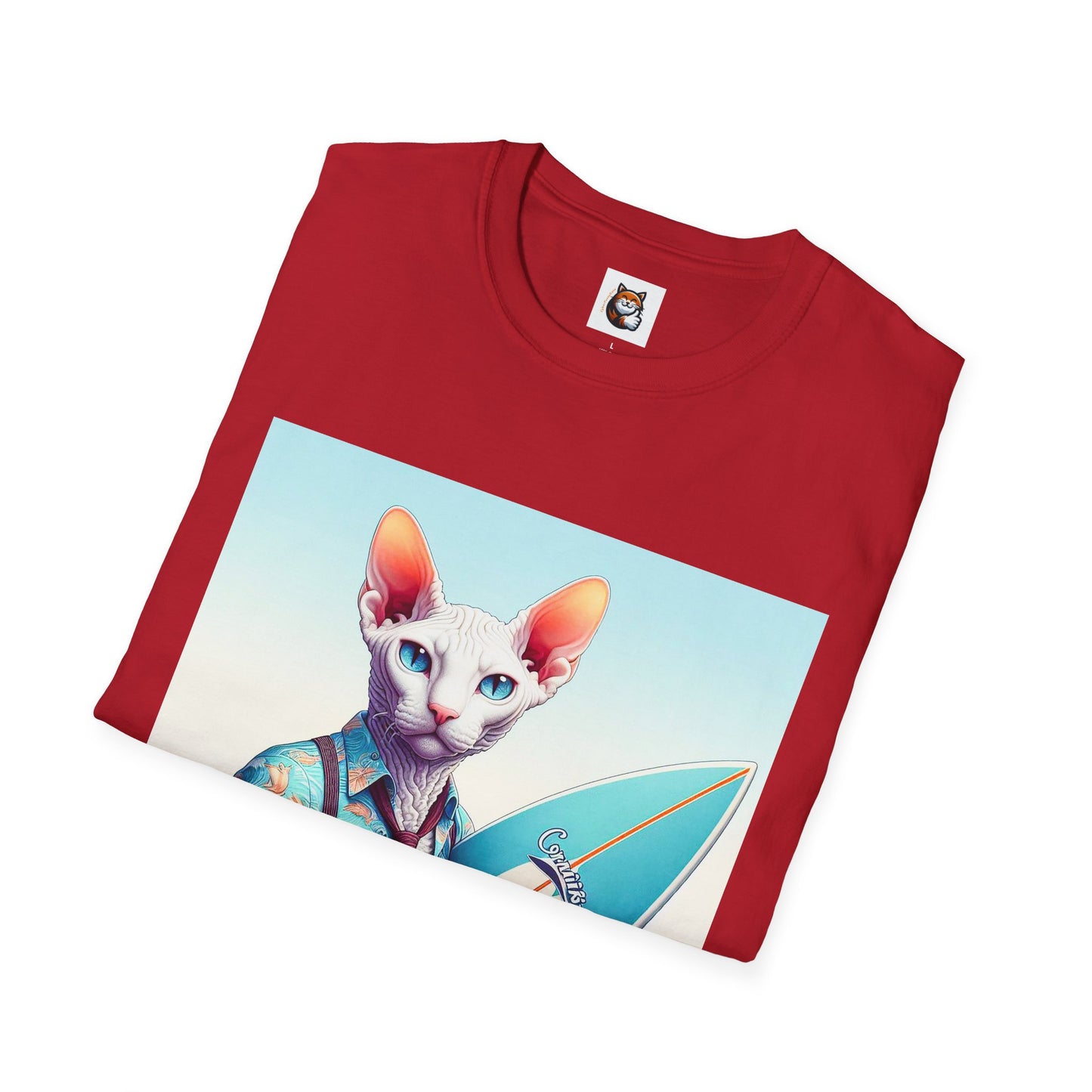 Cornish Rex Cat beach surfer T-Shirt