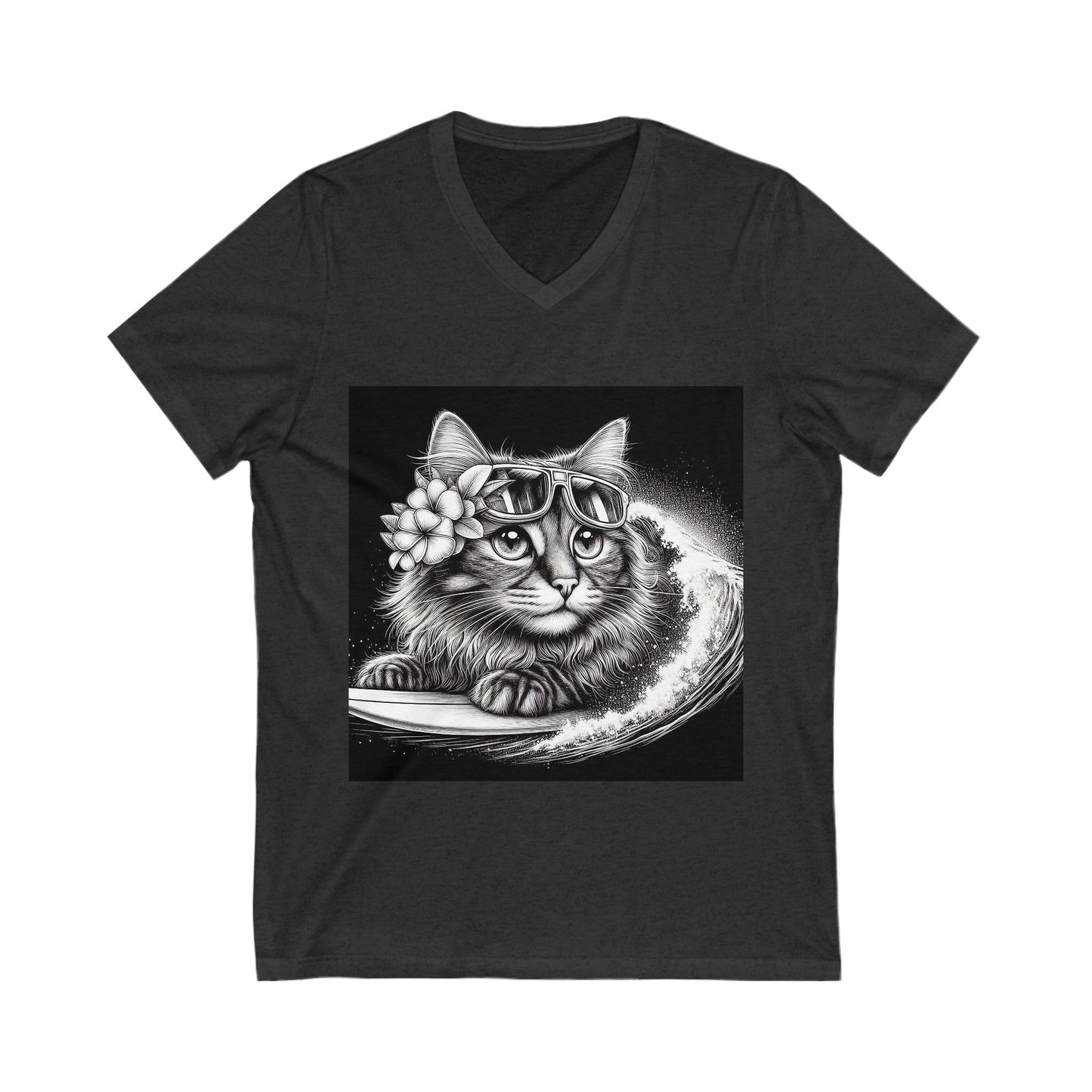 Domestic Cat Unisex Jersey Short Sleeve V-Neck Tee