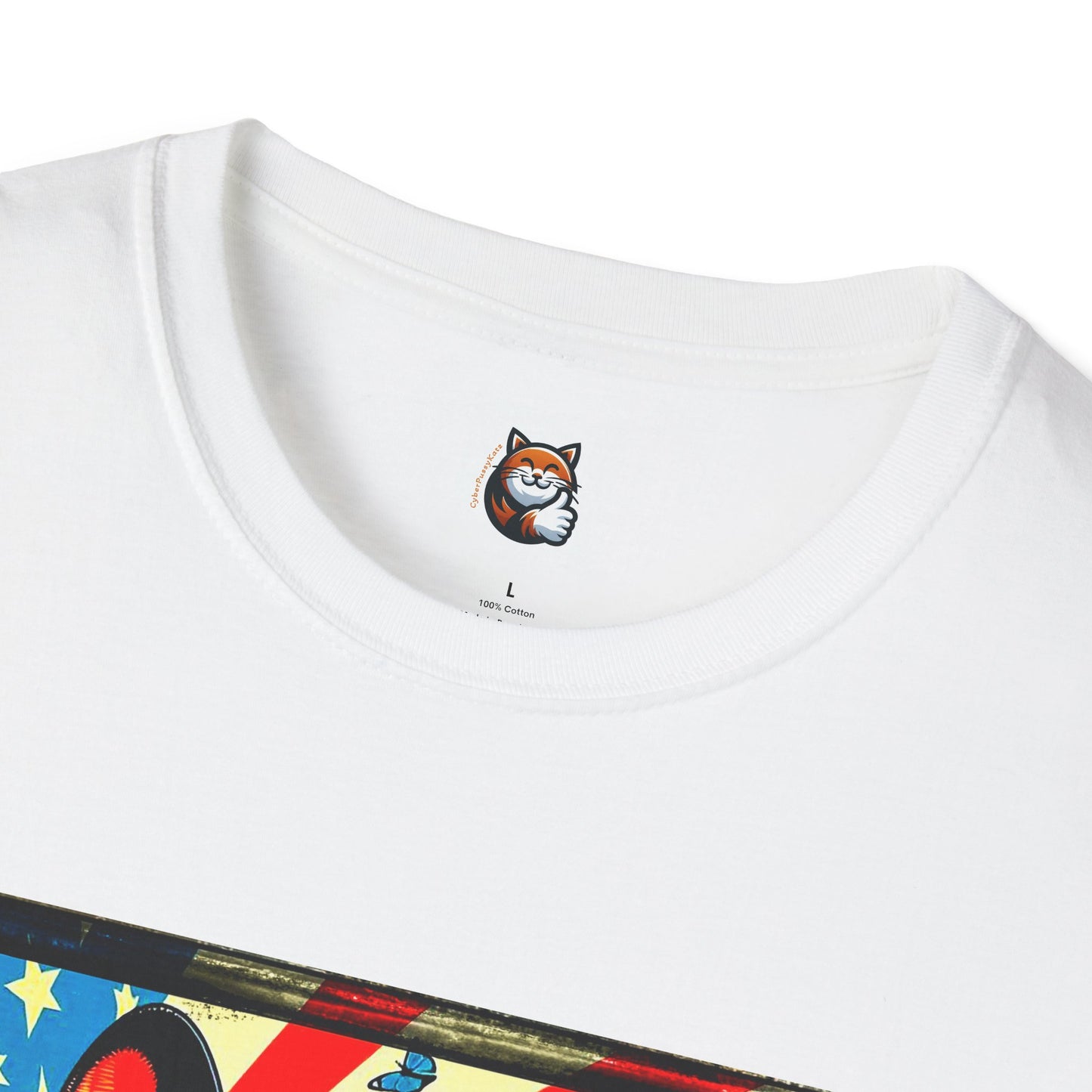 Devon Rex Cat American flag  Softstyle T-Shirt