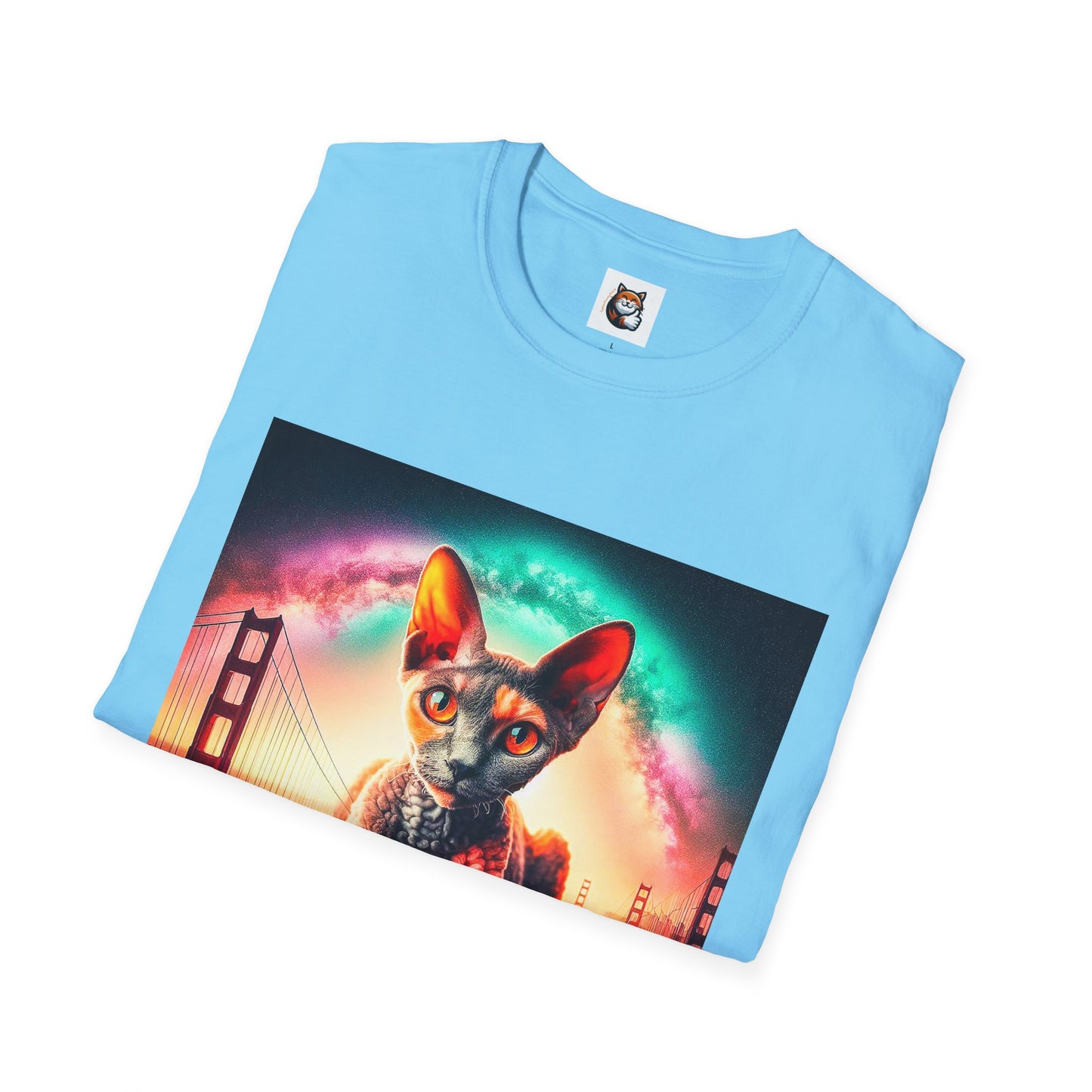 Devon Rex rainbow  Unisex Softstyle T-Shirt