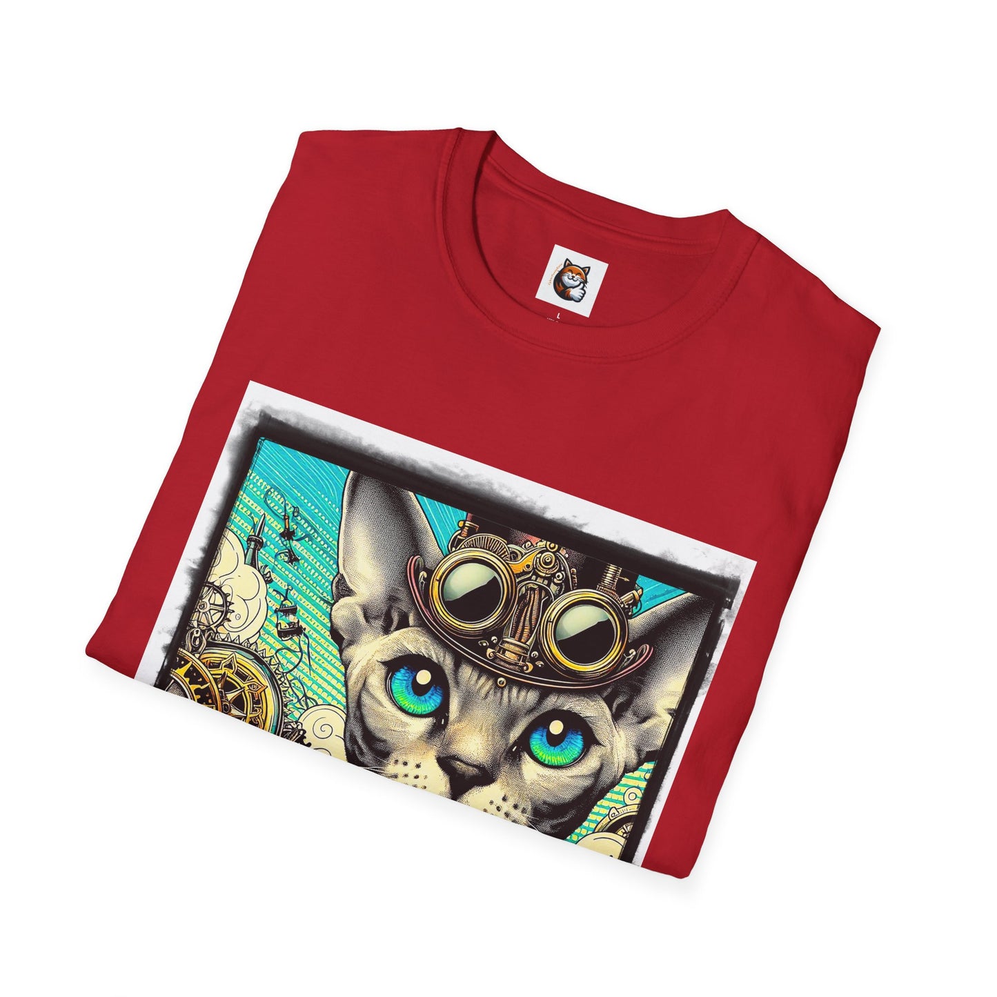 Devon Rex Cat steam punk Softstyle T-Shirt