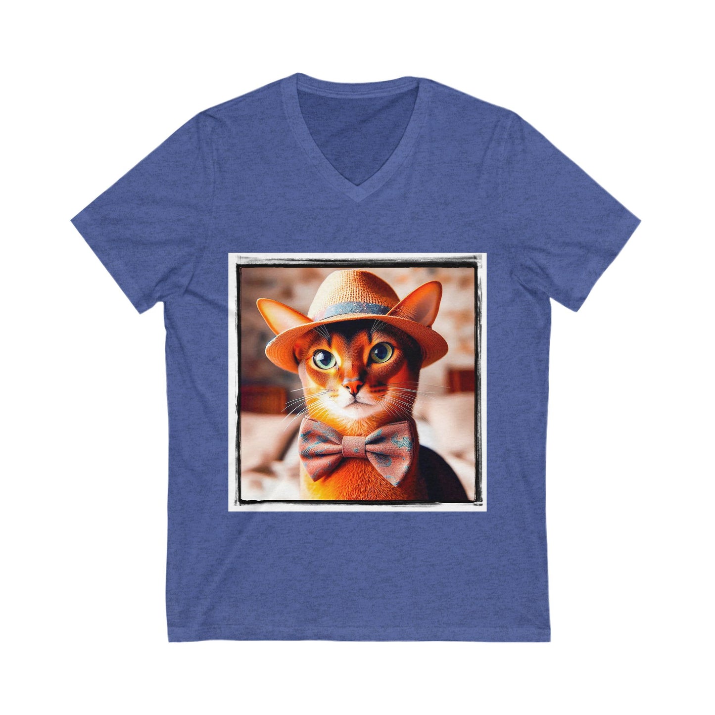 Abyssinian hat and tie Jersey Short Sleeve V-Neck Tee