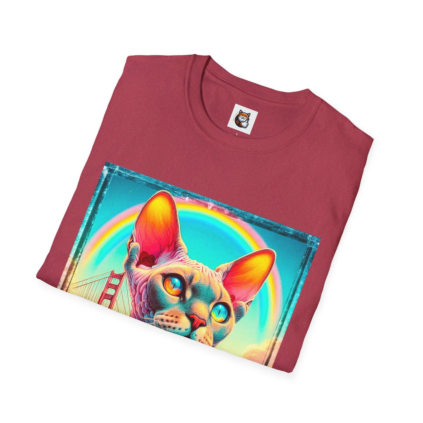 Devon Rex Cat rainbow  Softstyle T-Shirt