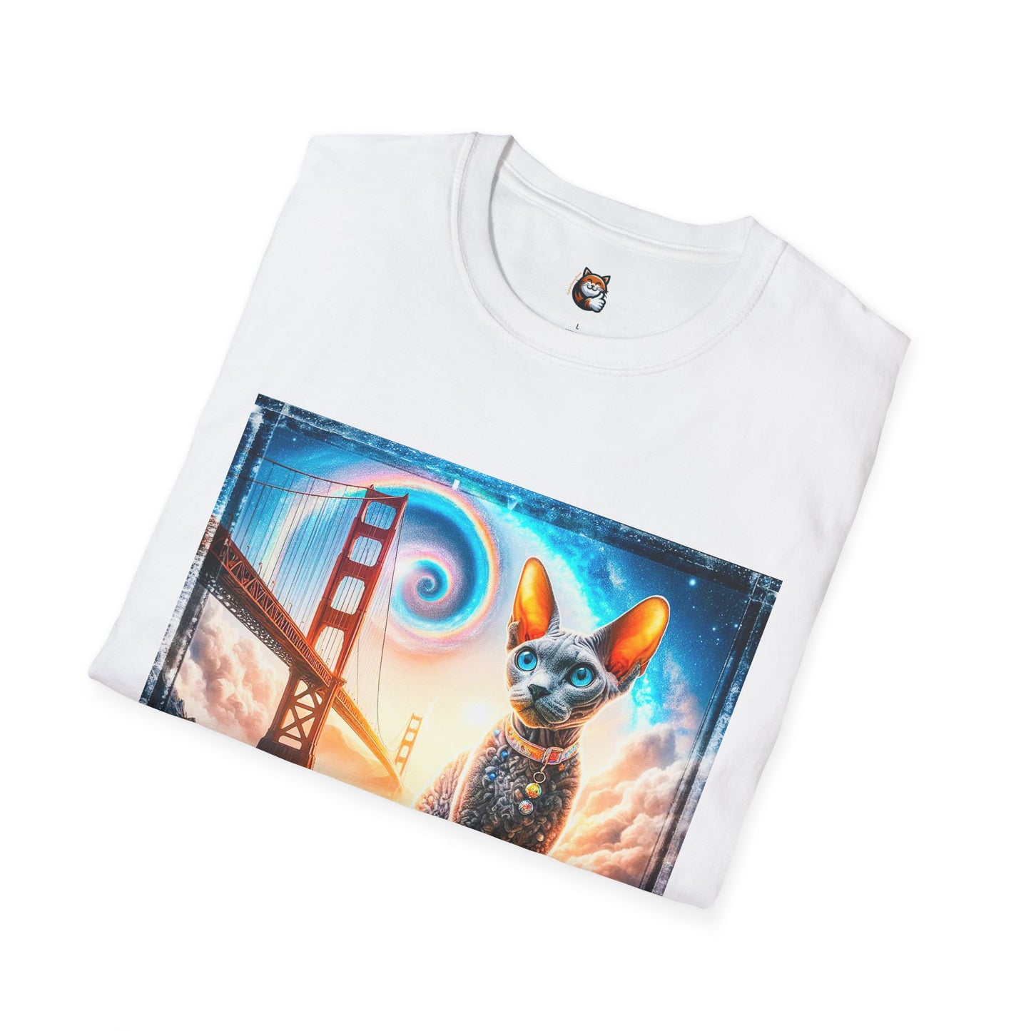 Devon Rex Unisex rainbow bridge Softstyle T-Shirt