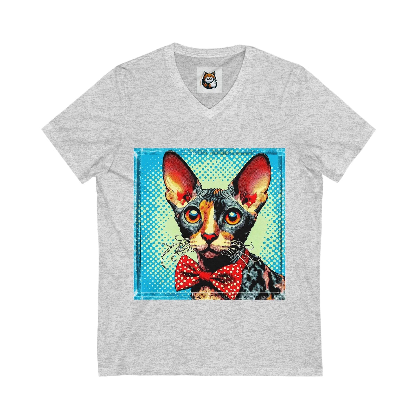 Cornish Rex Cat Unisex Jersey Short Sleeve V-Neck Tee by Printify