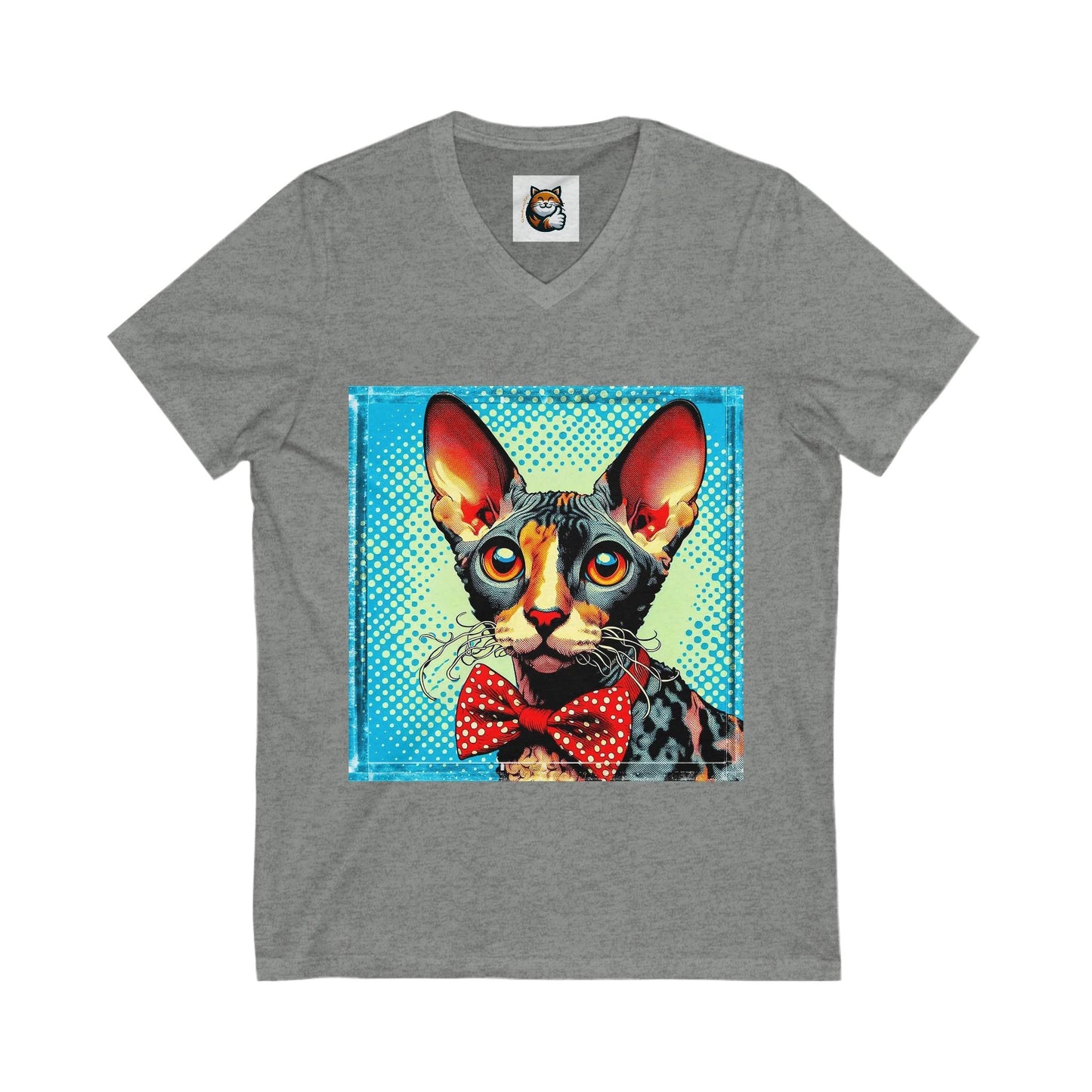 Cornish Rex Cat Unisex Jersey Short Sleeve V-Neck Tee by Printify