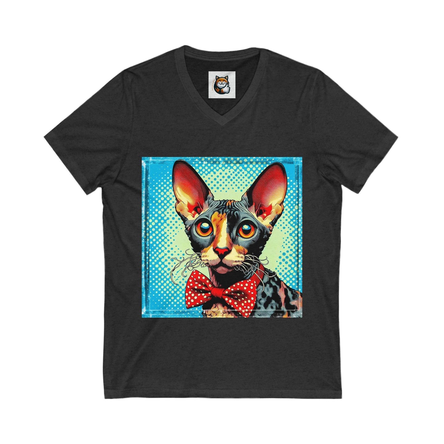 Cornish Rex Cat Unisex Jersey Short Sleeve V-Neck Tee by Printify