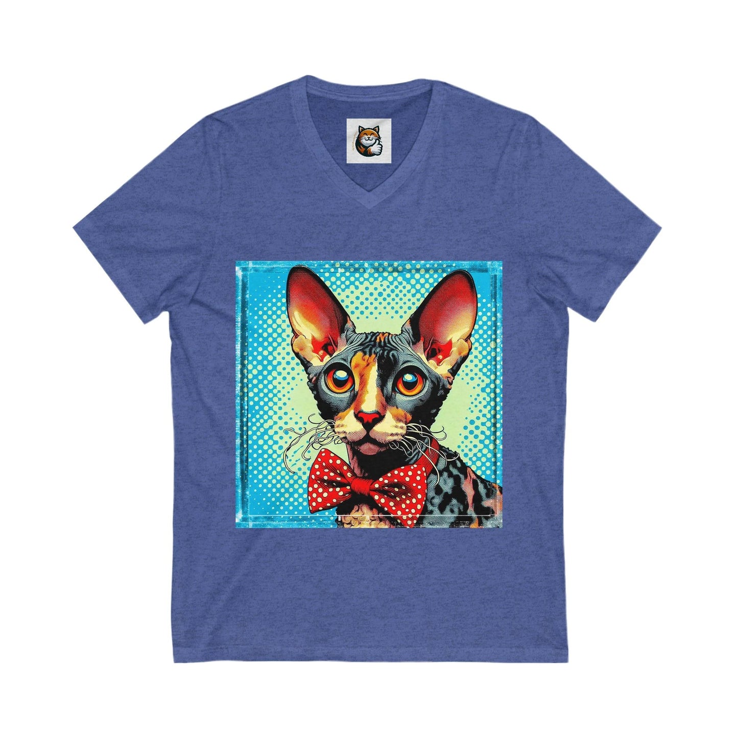 Cornish Rex Cat Unisex Jersey Short Sleeve V-Neck Tee by Printify