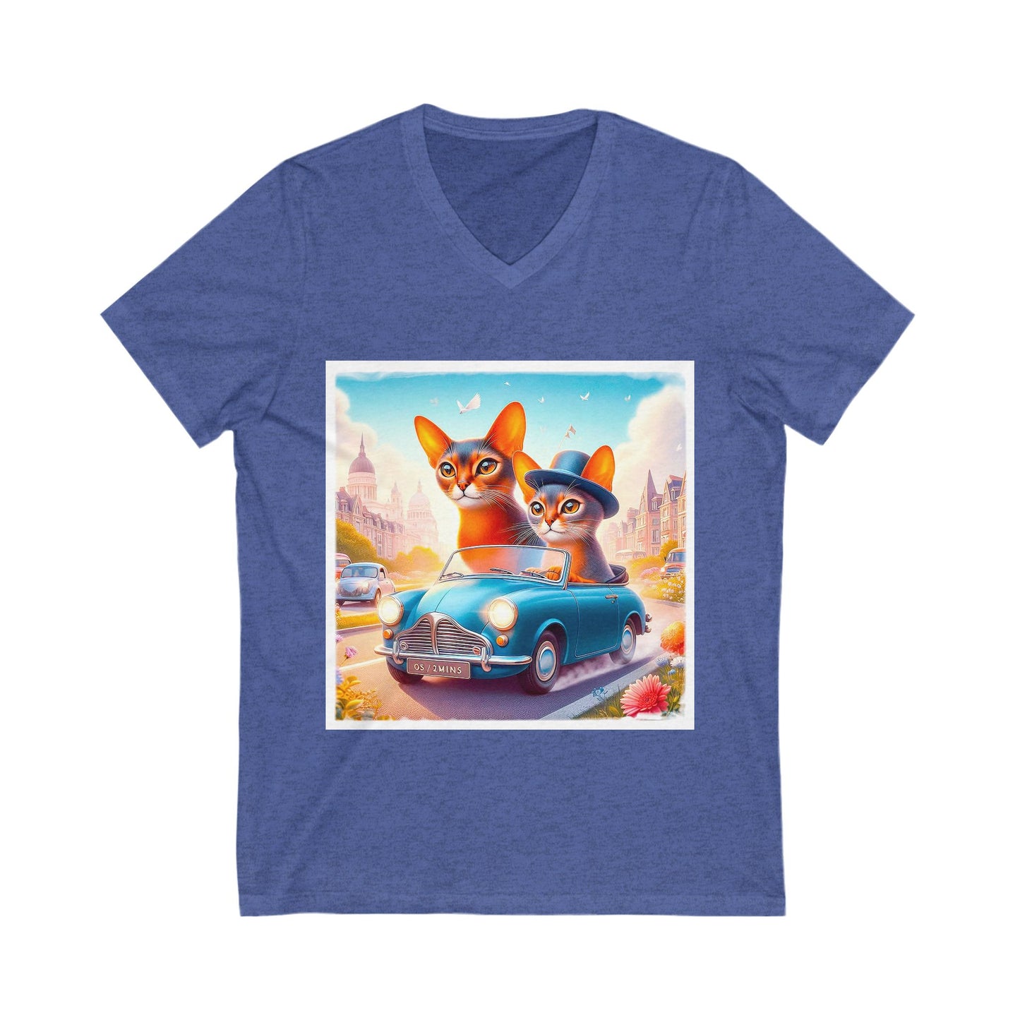Wacky blue car Unisex Jersey Short Sleeve V-Neck Tee