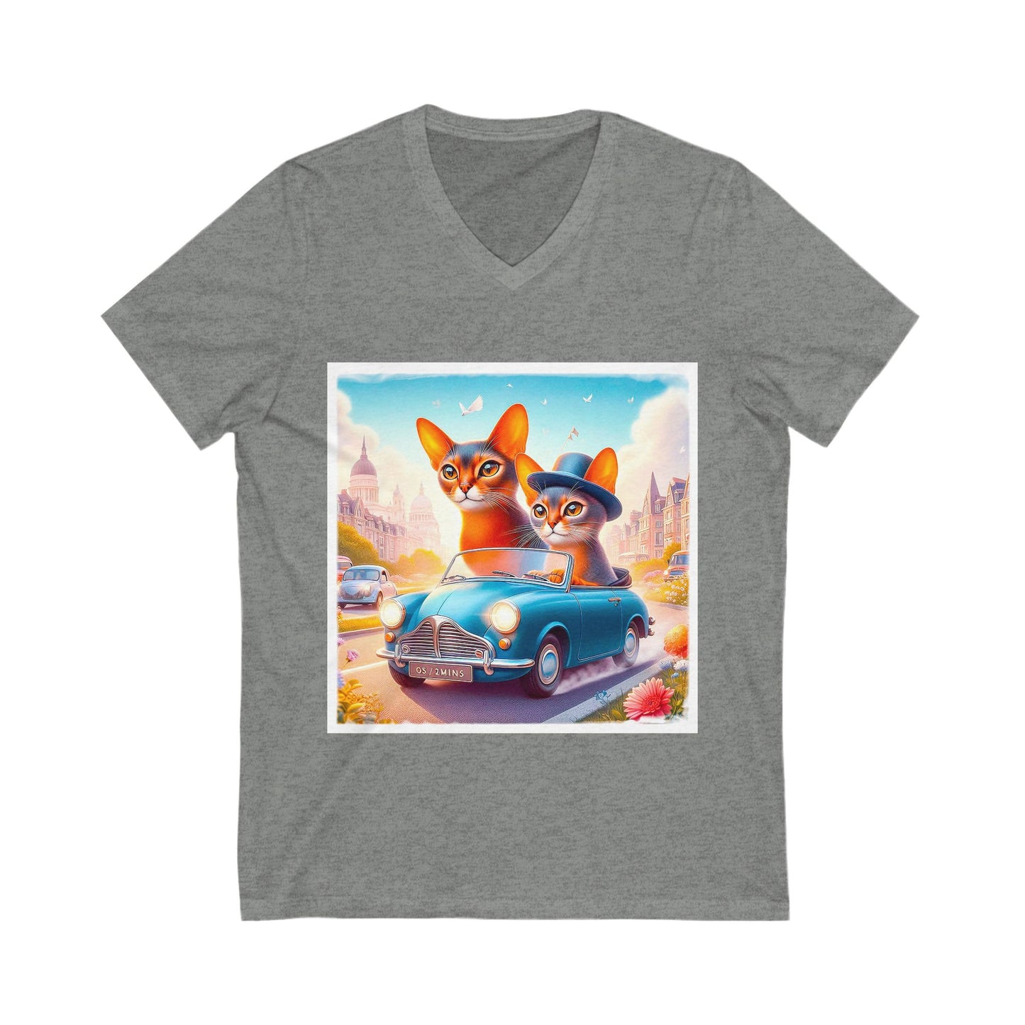 Wacky blue car Unisex Jersey Short Sleeve V-Neck Tee