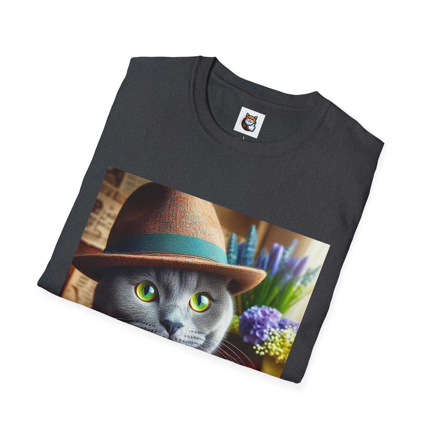 Russian Blue Cat hat and bow tie T-Shirt