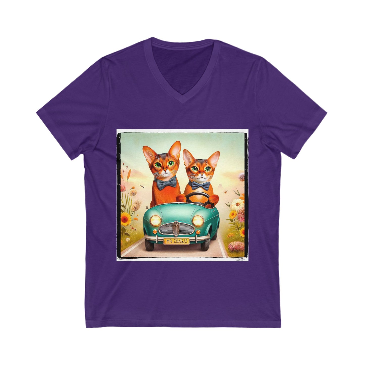 Wacky Abyssinian tiny car  Unisex Jersey Short Sleeve V-Neck Tee