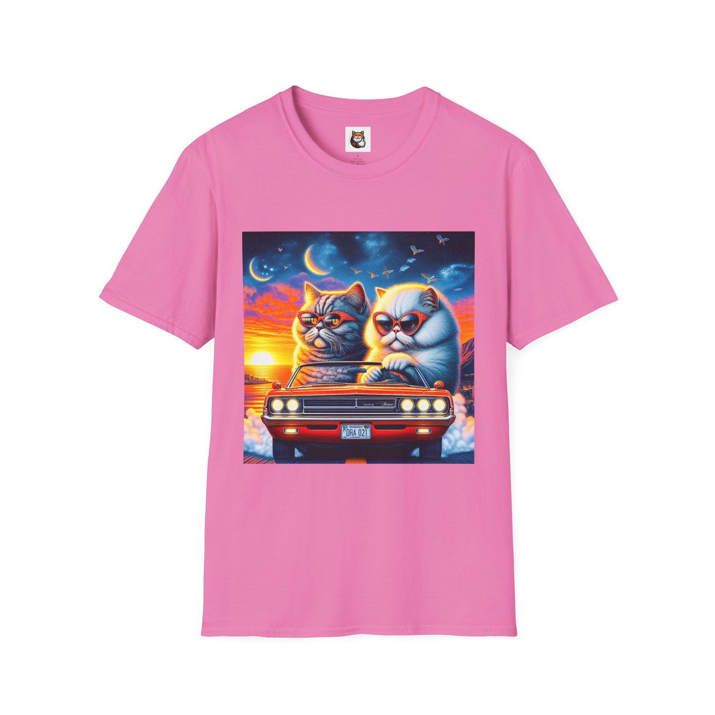 Selkirk Rex Cat T-Shirt sunset driving