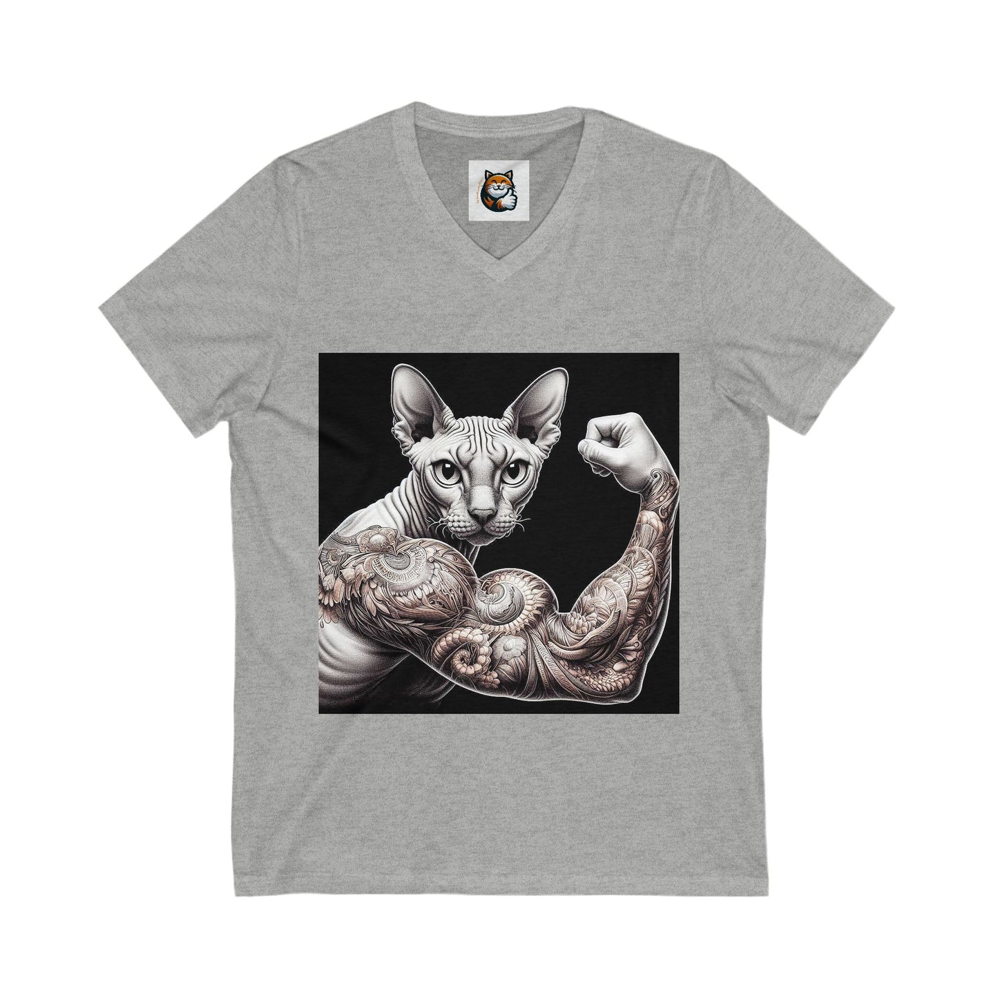 Cornish Rex Cat Unisex Jersey Short Sleeve V-Neck Tee