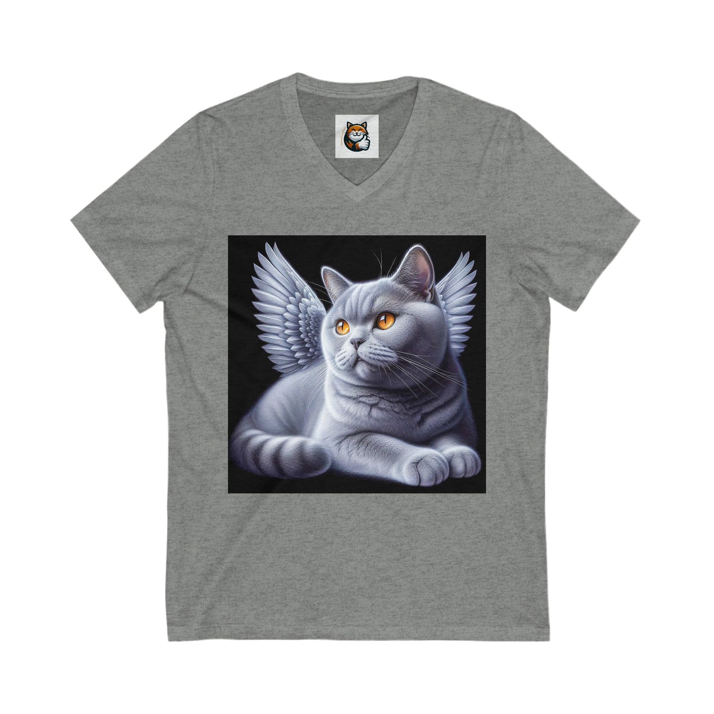 British Shorthair Unisex Jersey Short Sleeve V-Neck Tee