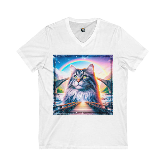 Norwegian Forest Cat Unisex Jersey Short Sleeve V-Neck Tee