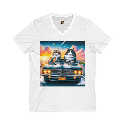 Wacky Norwegian Forest Cat Unisex Jersey Short Sleeve V-Neck Tee