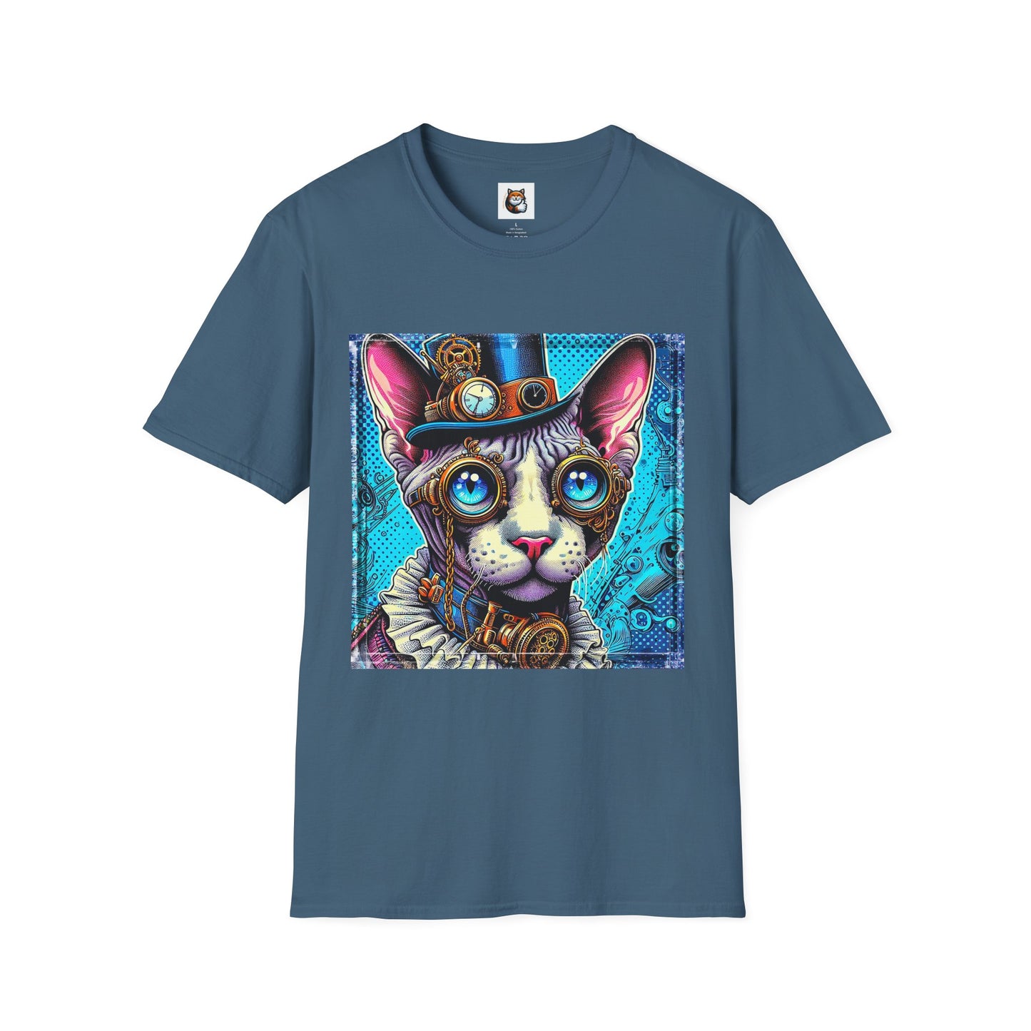 Devon Rex steam punk  Unisex Softstyle T-Shirt